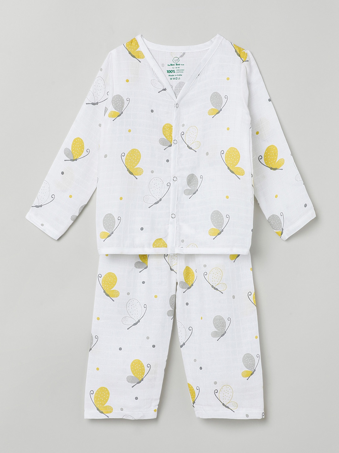 

The Boo Boo Club Kids Conversational Printed Pure Cotton Night suit, White