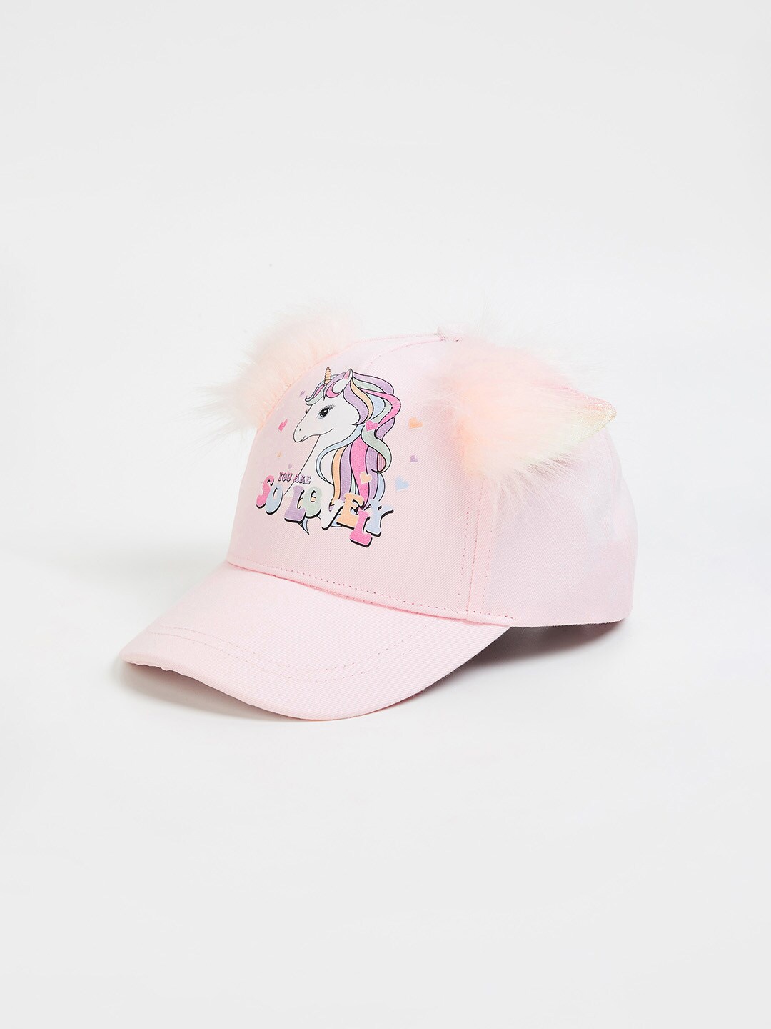 max Girls Printed Pure Cotton Baseball Cap, Pink