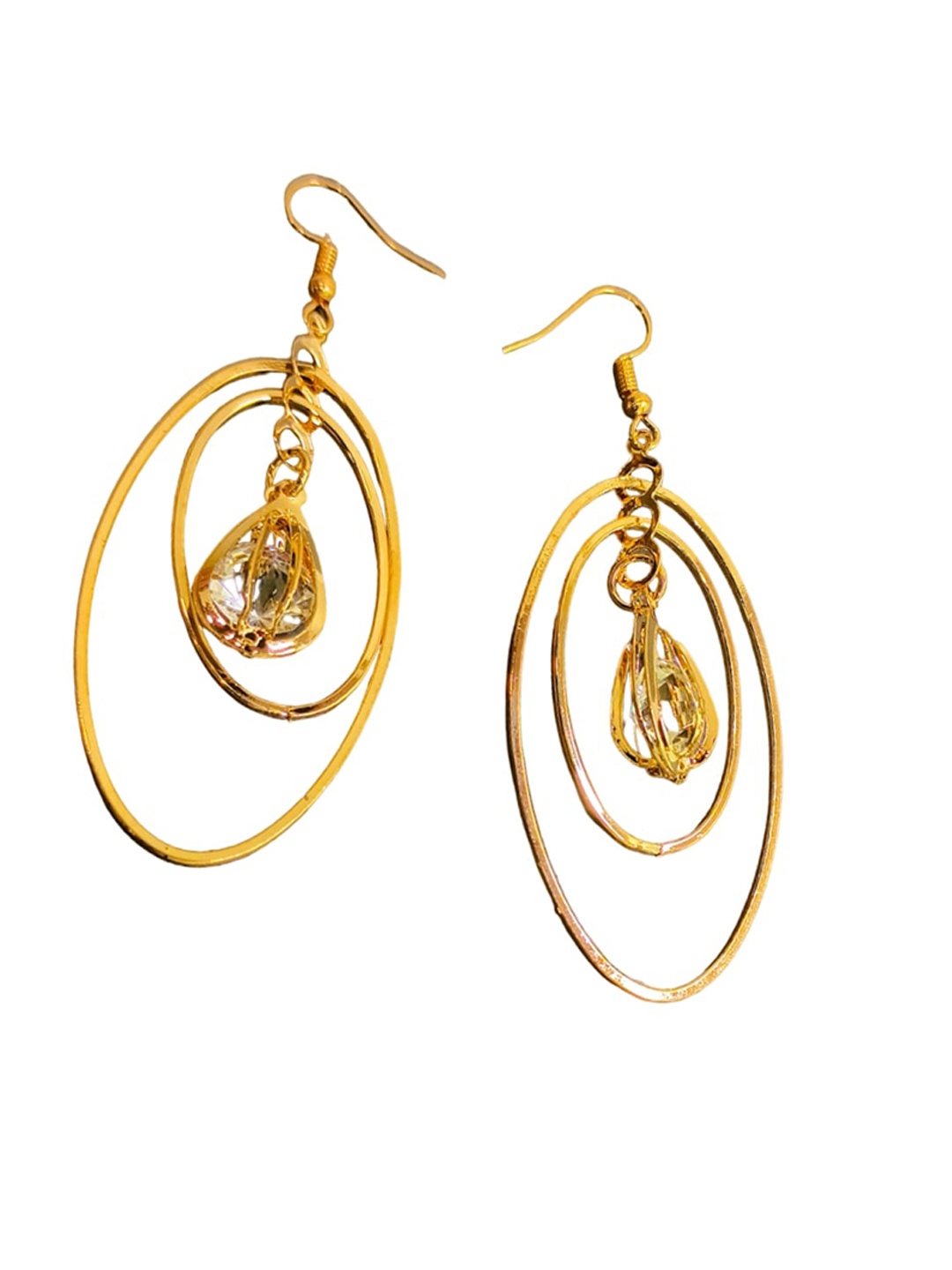 

FEMMIBELLA Gold-Plated Oval Drop Earrings