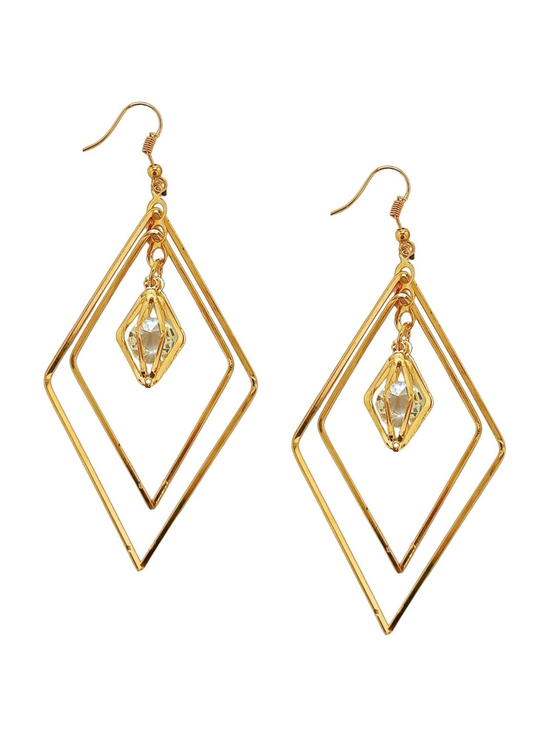 

FEMMIBELLA Gold-Plated Geometric Drop Earrings