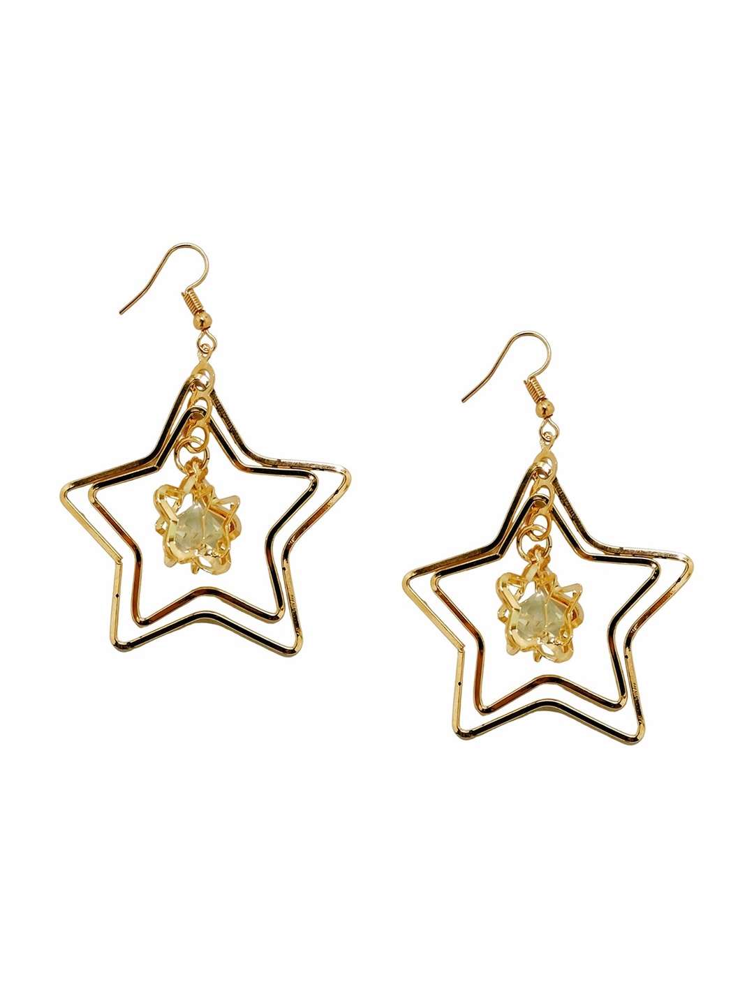 

FEMMIBELLA Gold-Plated Star Shaped Drop Earrings