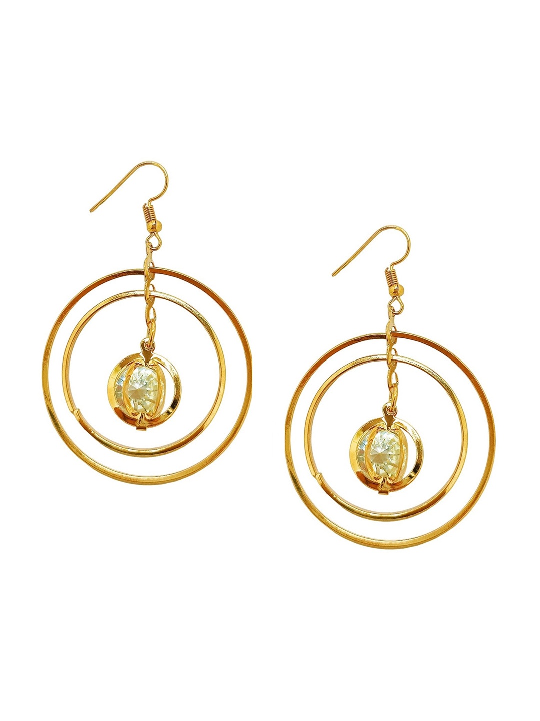 

FEMMIBELLA Gold-Plated Circular Drop Earrings