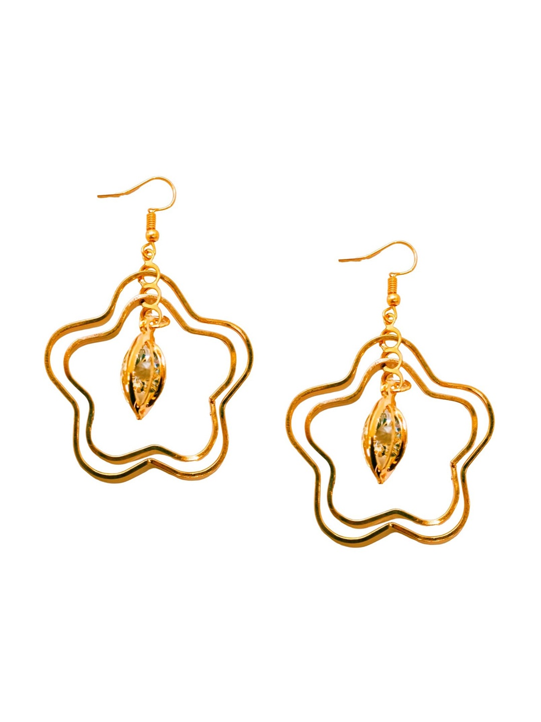 

FEMMIBELLA Gold-Plated Floral Drop Earrings