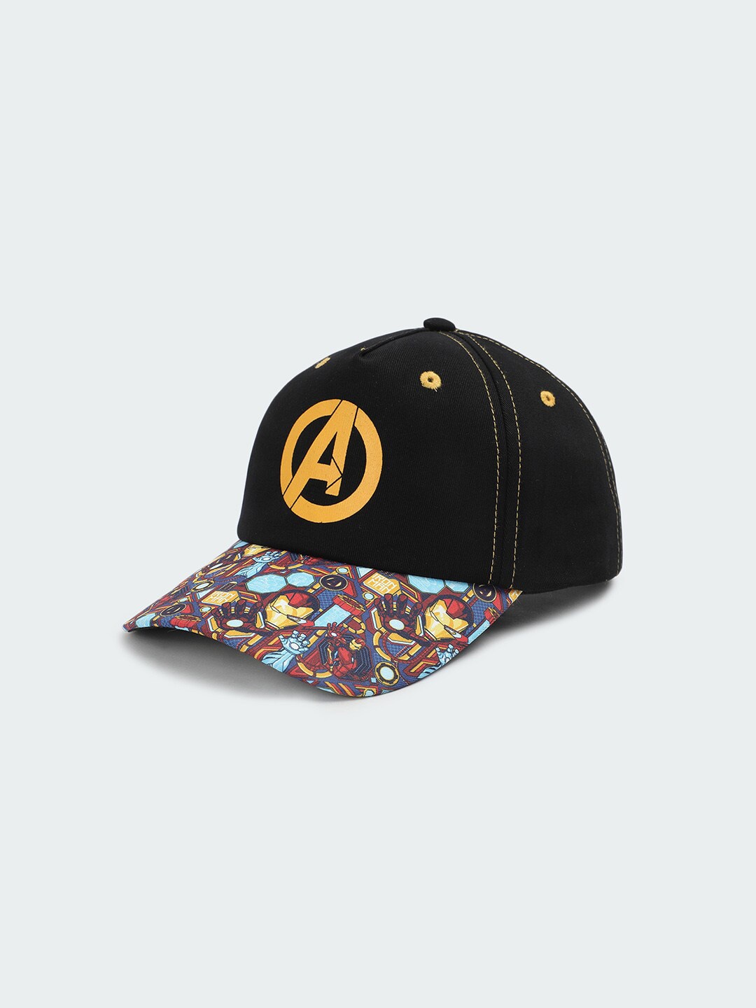 

max Boys Printed Pure Cotton Visor Cap, Black