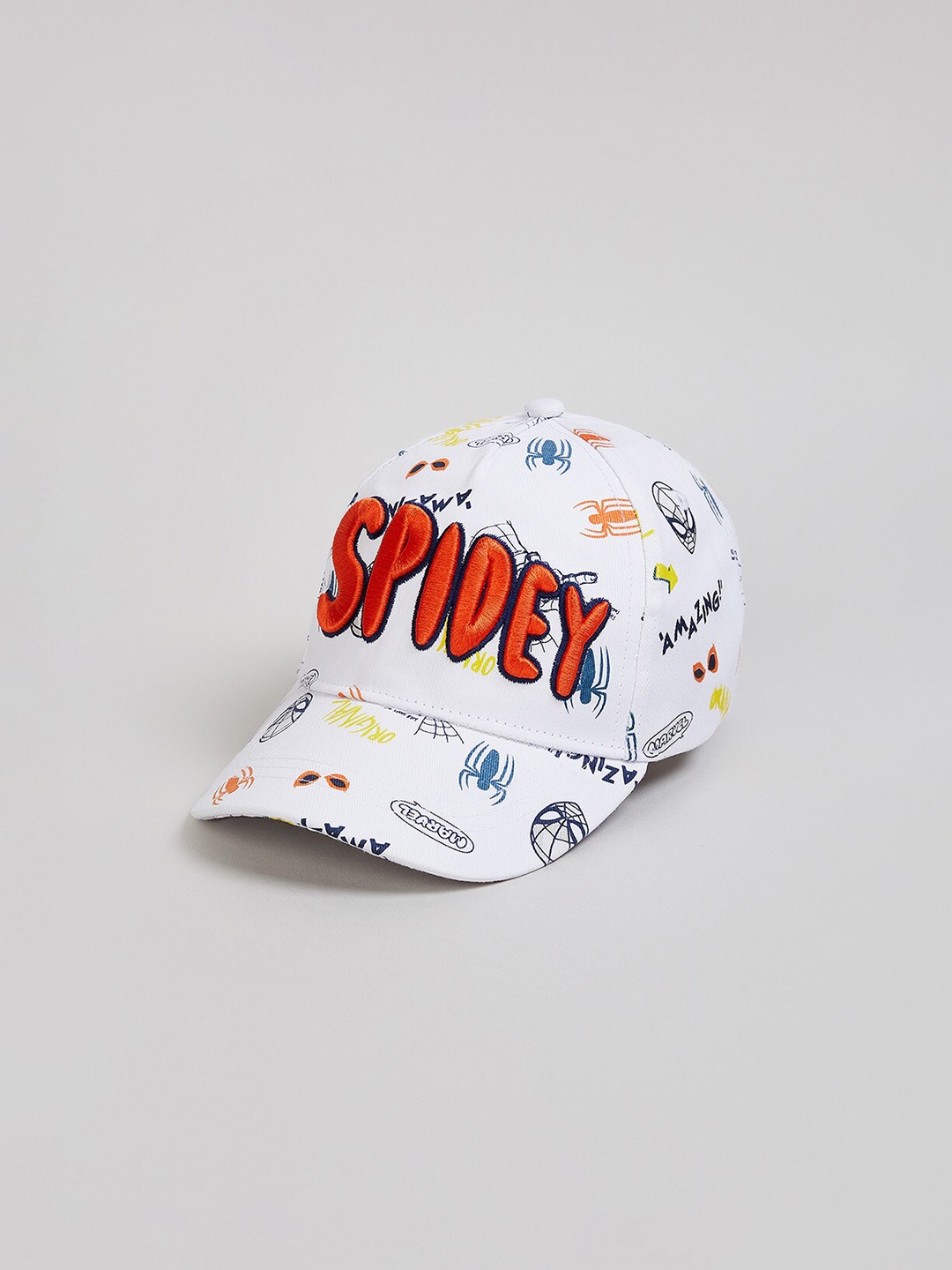 

max Boys Printed Pure Cotton Baseball Cap, White