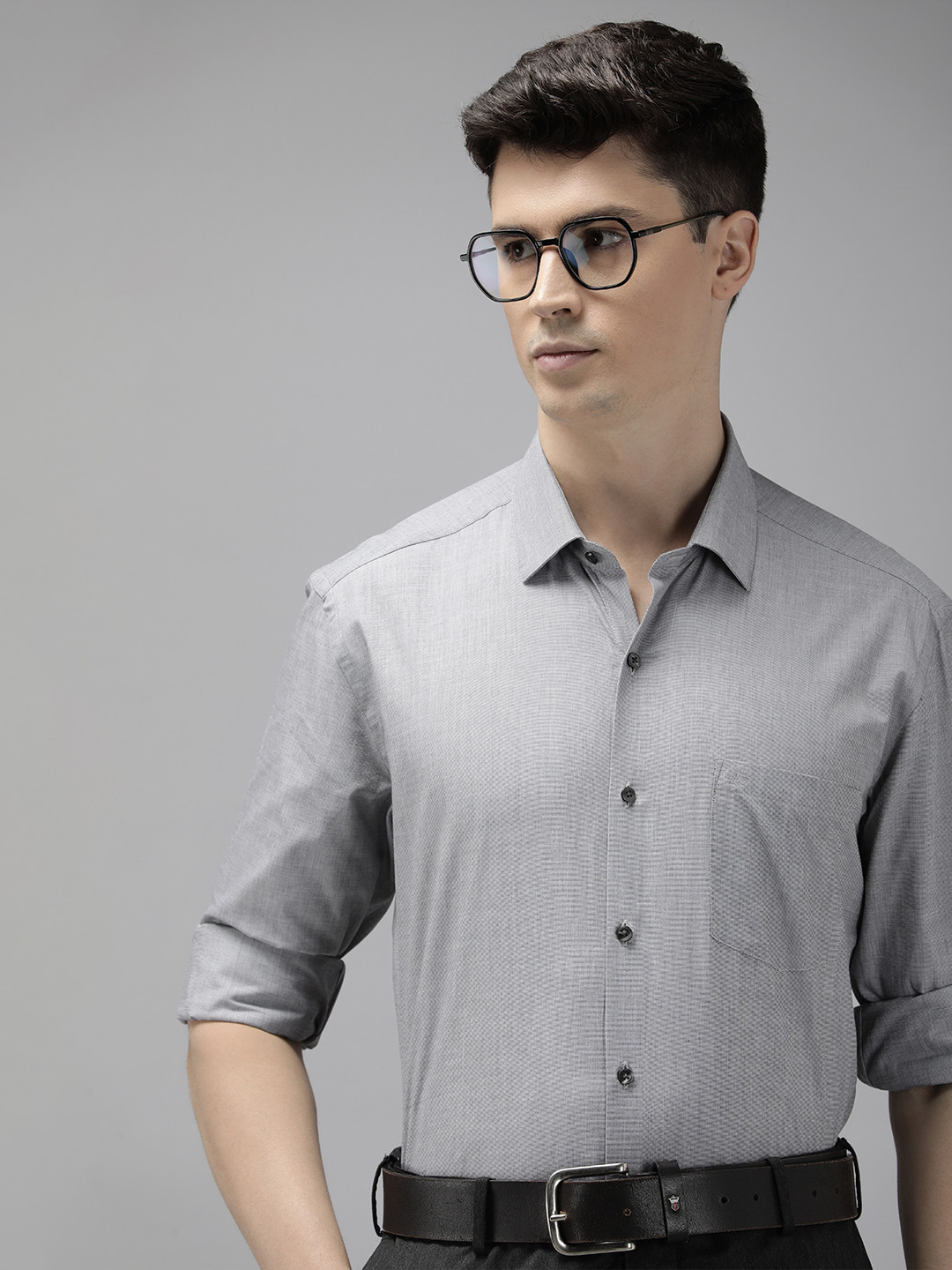 

Arrow Solid Manhattan Slim Fit Pure Cotton Formal Shirt, Grey