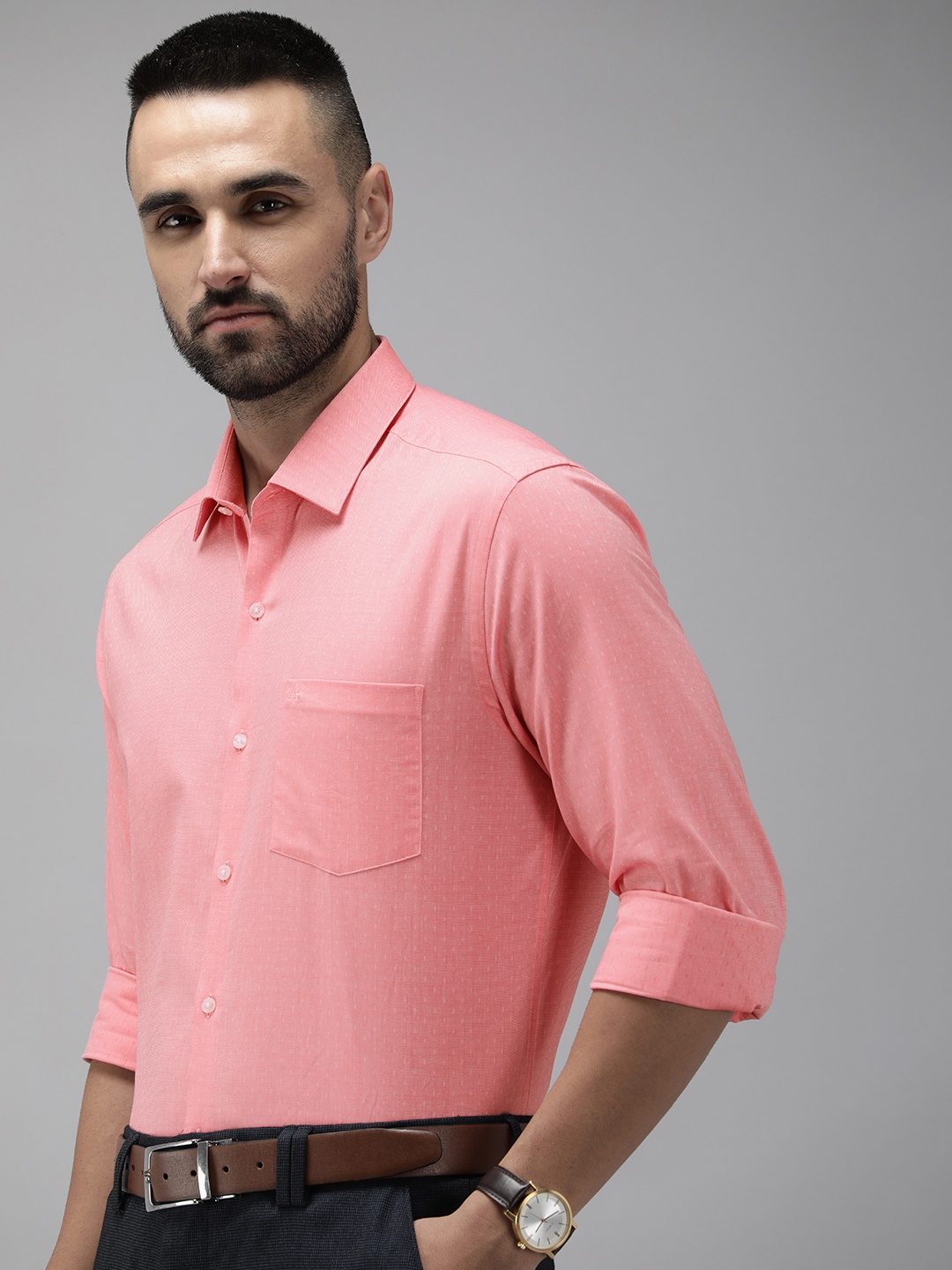 

Arrow Men Manhattan Slim Fit Pure Cotton Printed Formal Shirt, Pink