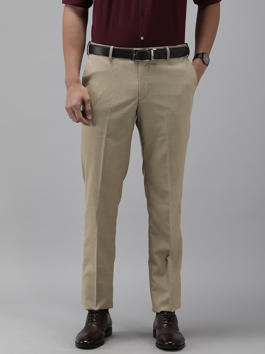 

Arrow Men Original Tapered Fit Formal Trousers, Beige