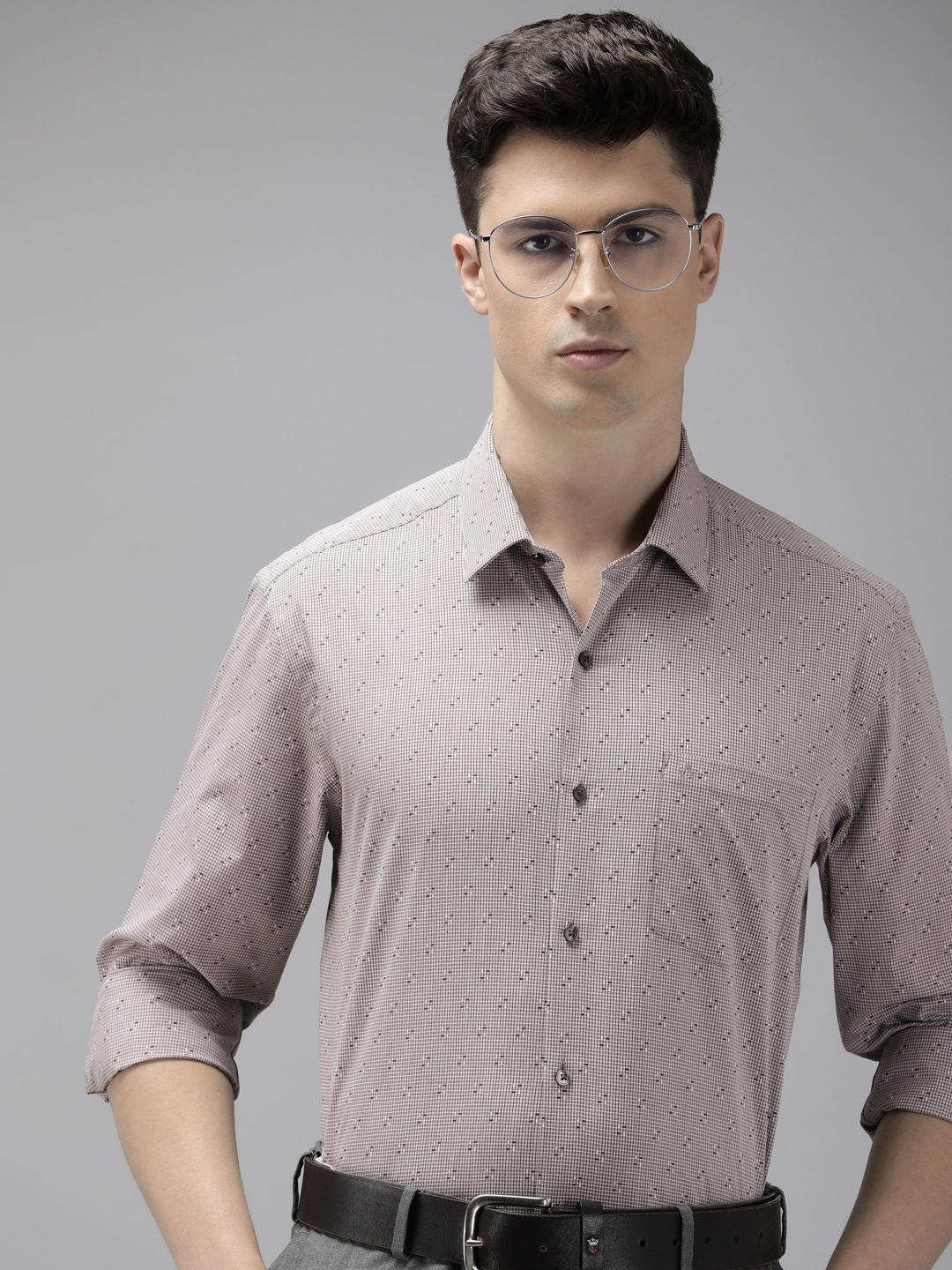 

Arrow Pure Cotton Manhattan Slim Fit Micro Checked Formal Shirt, Brown