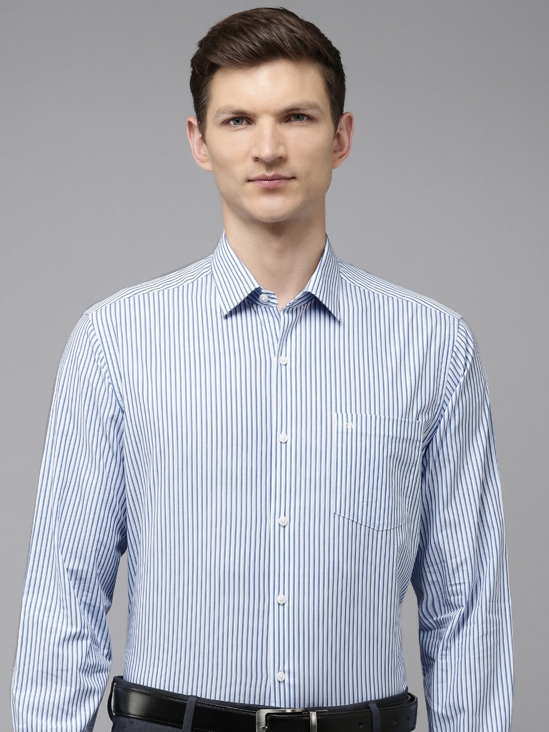 

Arrow Manhattan Slim Fit Opaque Striped Pure Cotton Formal Shirt, White