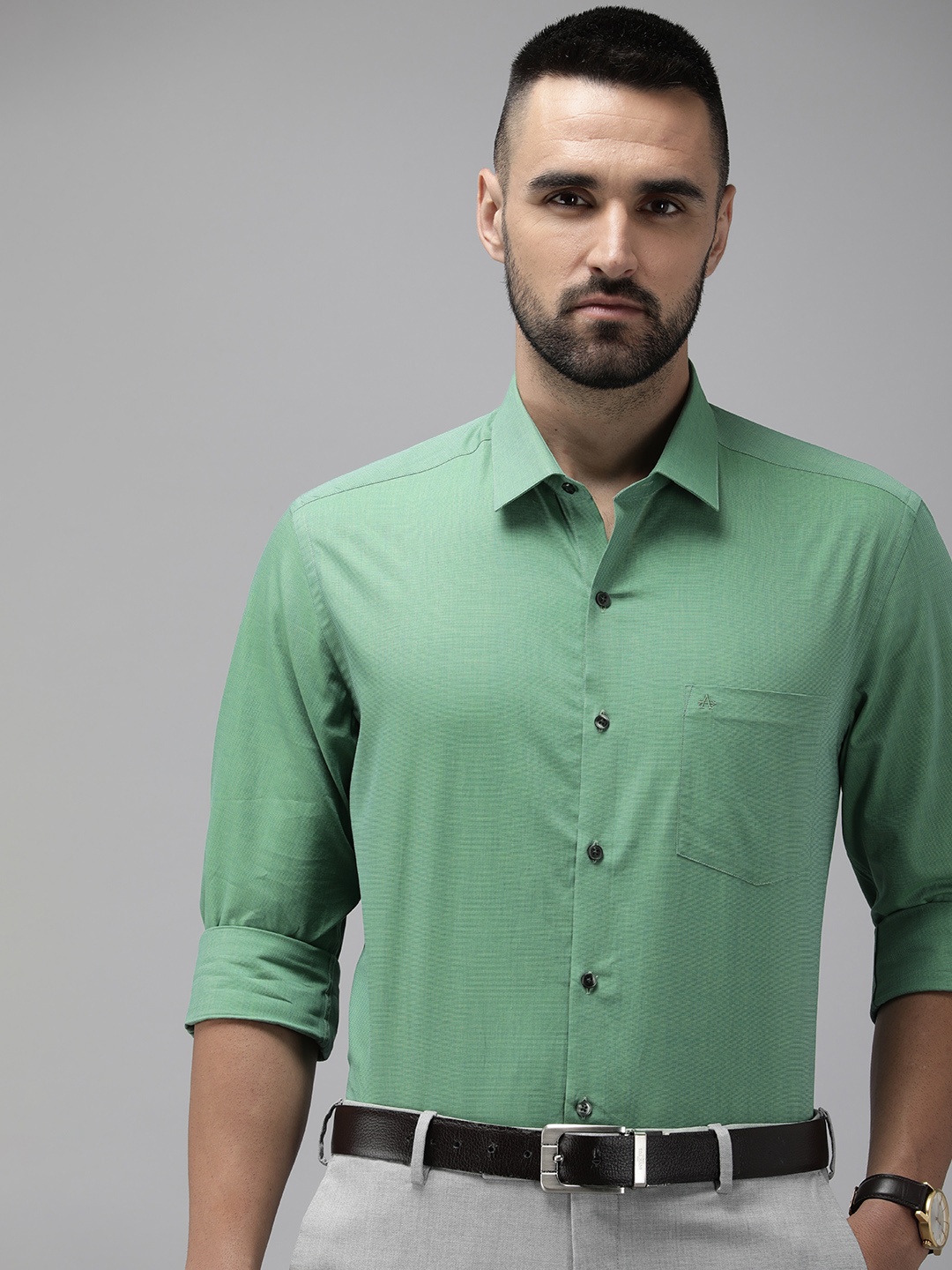 

Arrow Men Original Slim Fit Pure Cotton Formal Shirt, Green