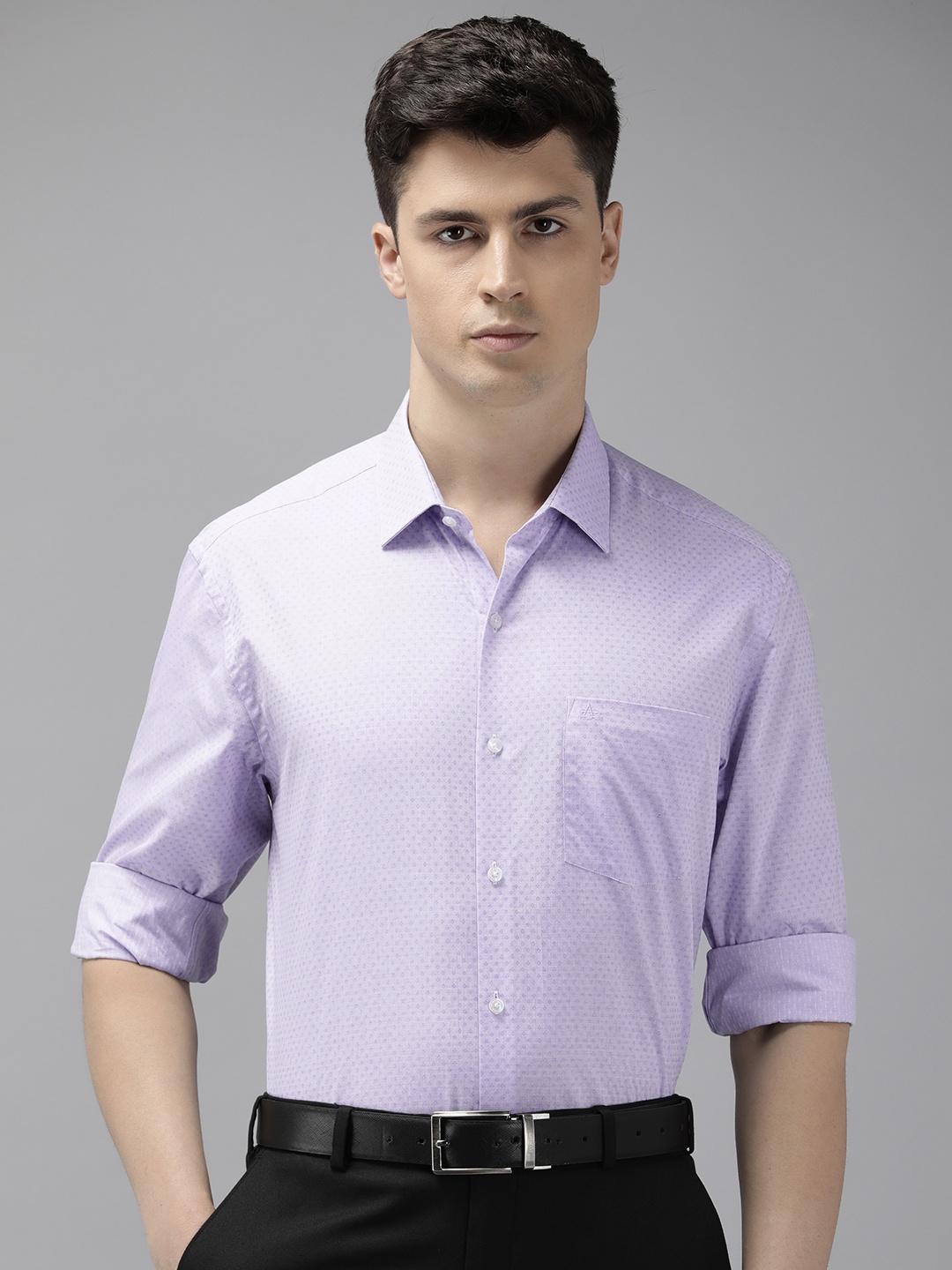 

Arrow Self Design Manhattan Slim Fit Pure Cotton Formal Shirt, Lavender