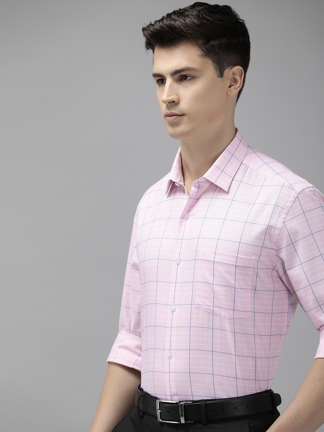 

Arrow Pure Cotton Manhattan Slim Fit Checked Formal Shirt, Pink