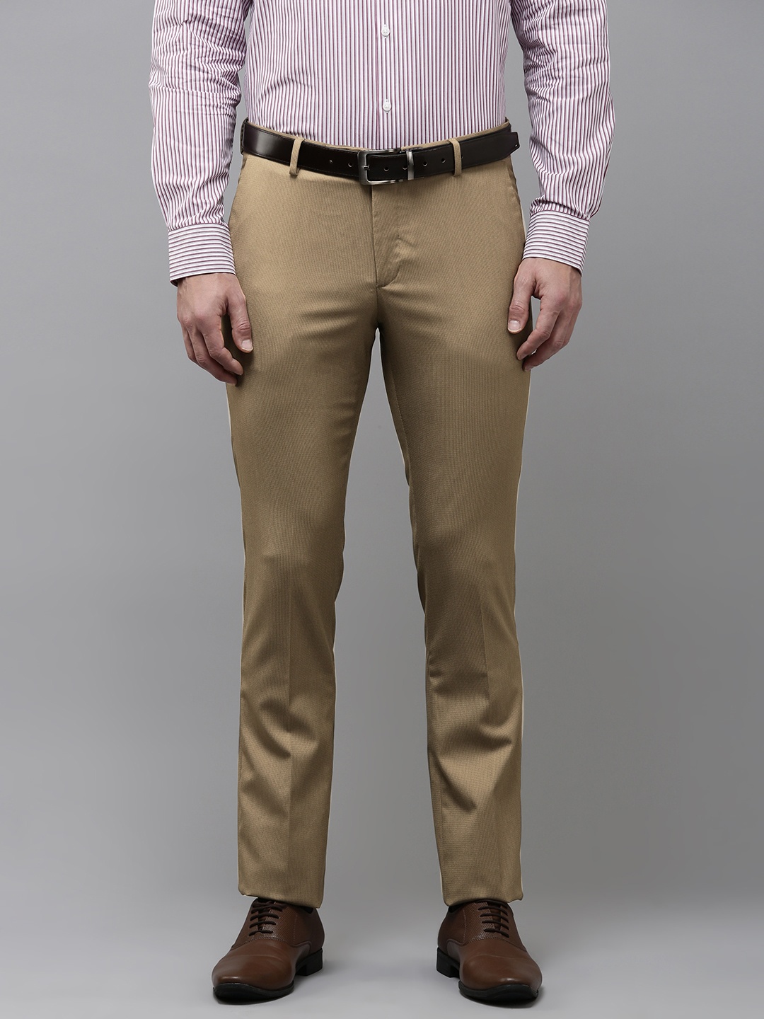 

Arrow Men Textured Tapered Fit Formal Trousers, Khaki