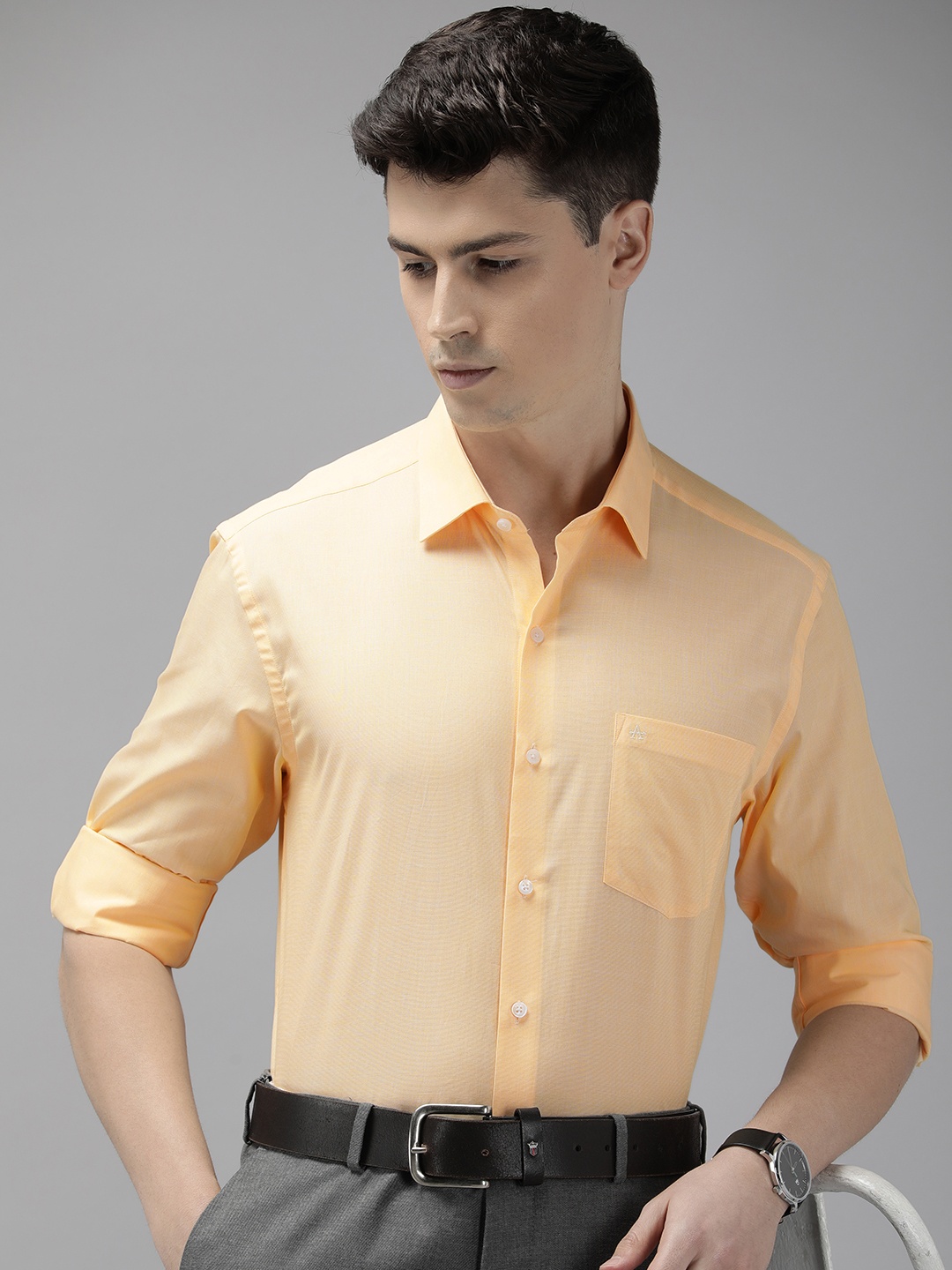 

Arrow Men Manhattan Slim Fit Opaque Formal Shirt, Yellow