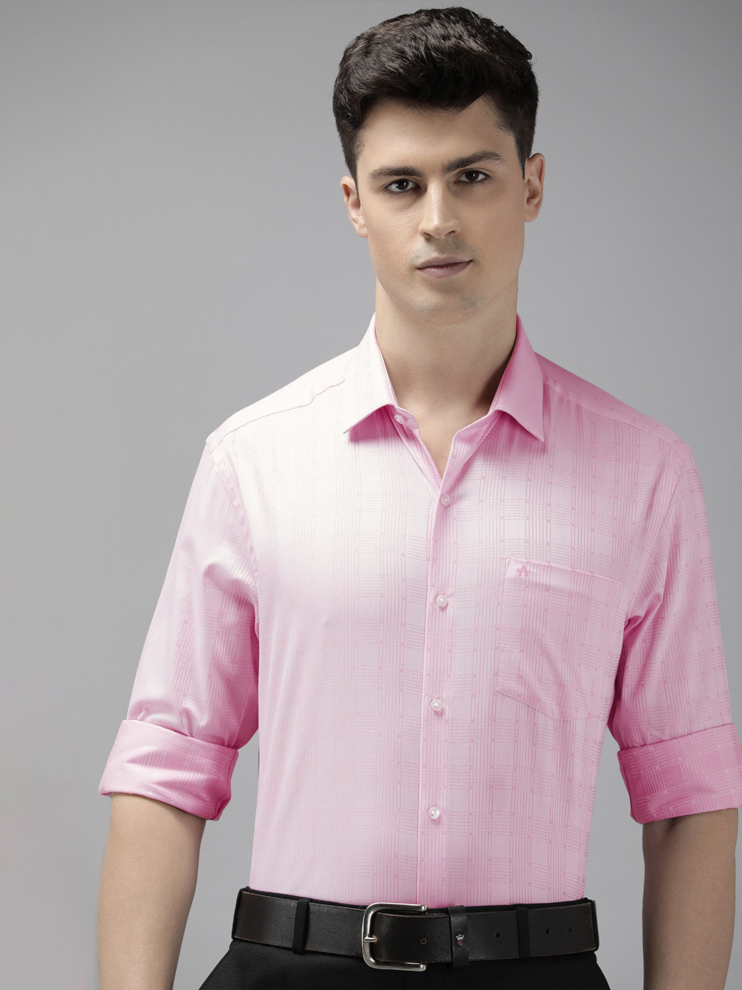 

Arrow Pure Cotton Manhattan Slim Fit Opaque Checked Formal Shirt, Pink