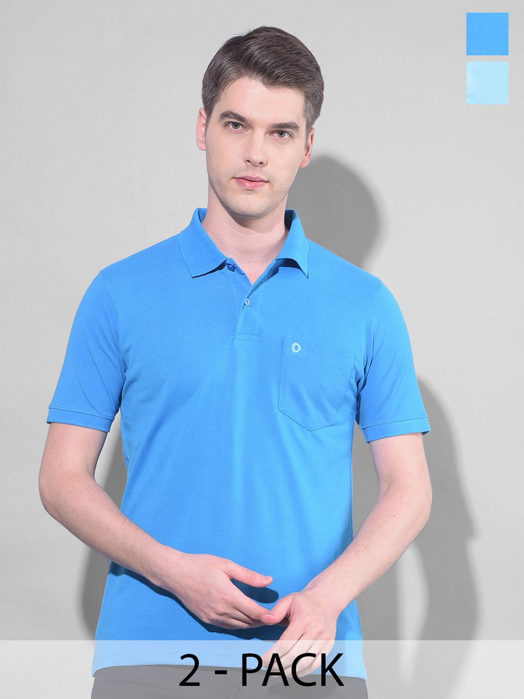 

Dollar Pack OF 2 Polo Collar Short Short Sleeves Cotton T-shirt, Blue