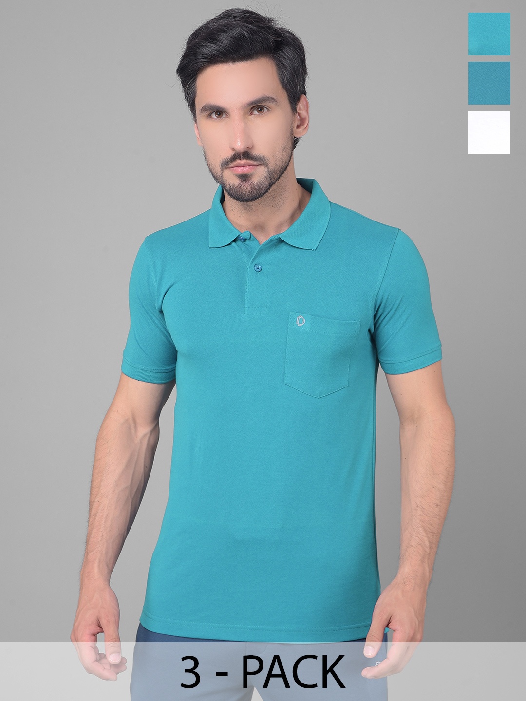 

Dollar Men 3 Polo Collar Pockets T-shirt, Multi