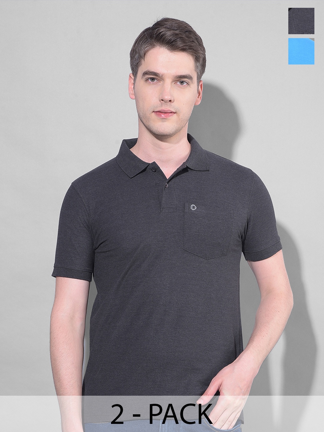 

Dollar Pack of 2 Polo Collar Cotton T-shirts, Blue