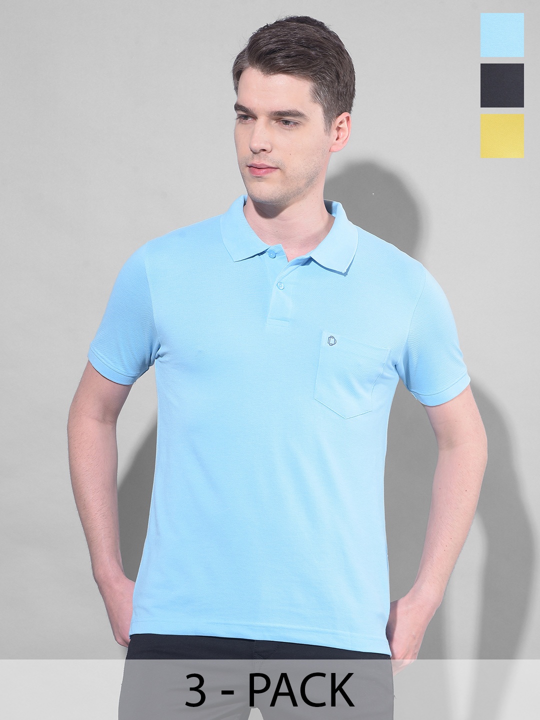 

Dollar Men 3 Polo Collar Monochrome Pockets T-shirt, Multi