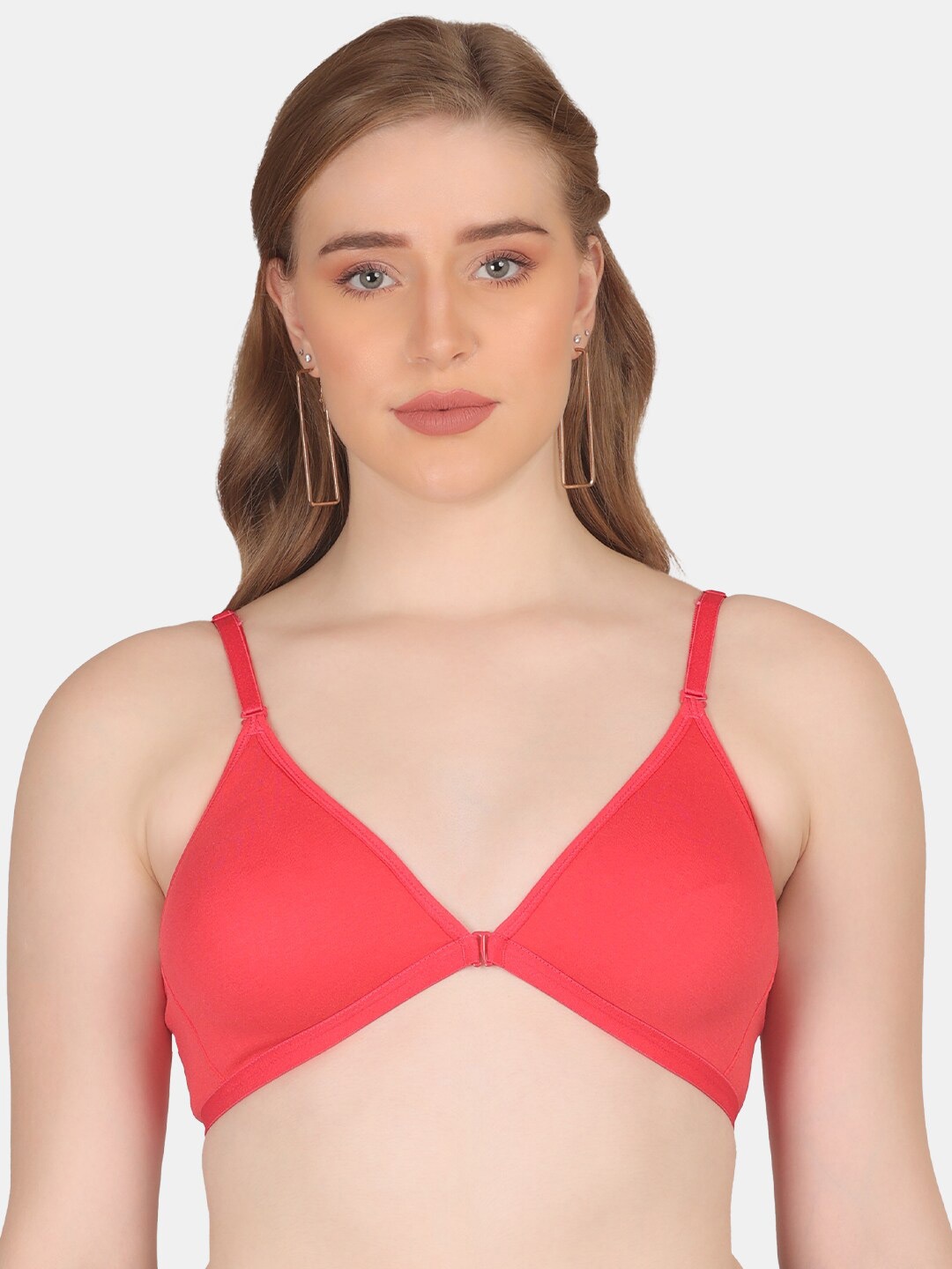 

POOJA RAGENEE Full Coverage Non Padded Cotton T-Shirt Bra With All Day Comfort, Coral