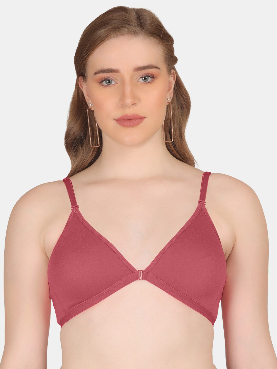 

POOJA RAGENEE Anti Odour Double Layer Front Opener Hooks Detachable Strap Bra, Pink