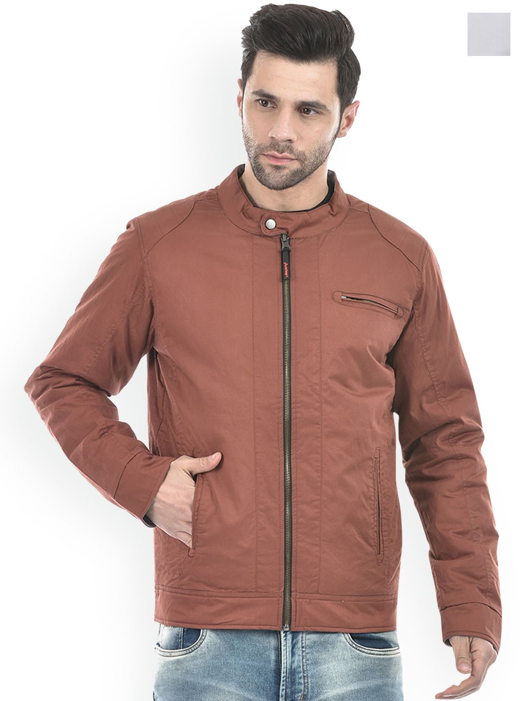 

Lawman pg3 Mock Collar Long Sleeves Zip Detail Reversible Padded Jacket, Rust