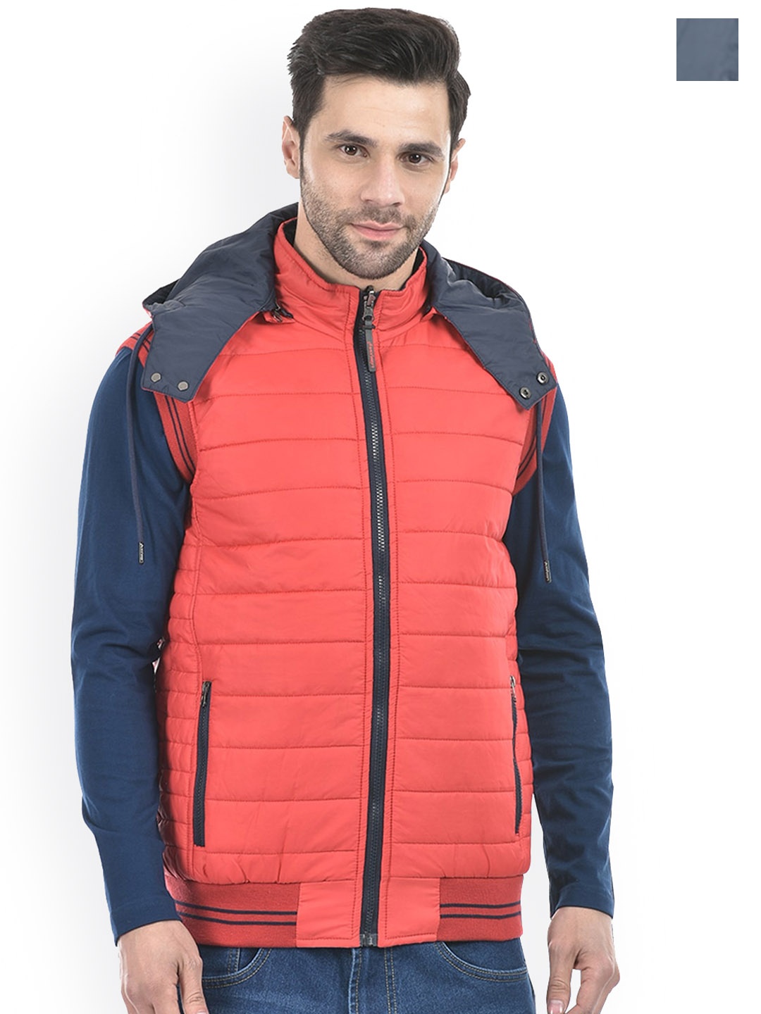 

Lawman pg3 Sleeveless Reversible Bomber Jacket With Detachable Hood, Red