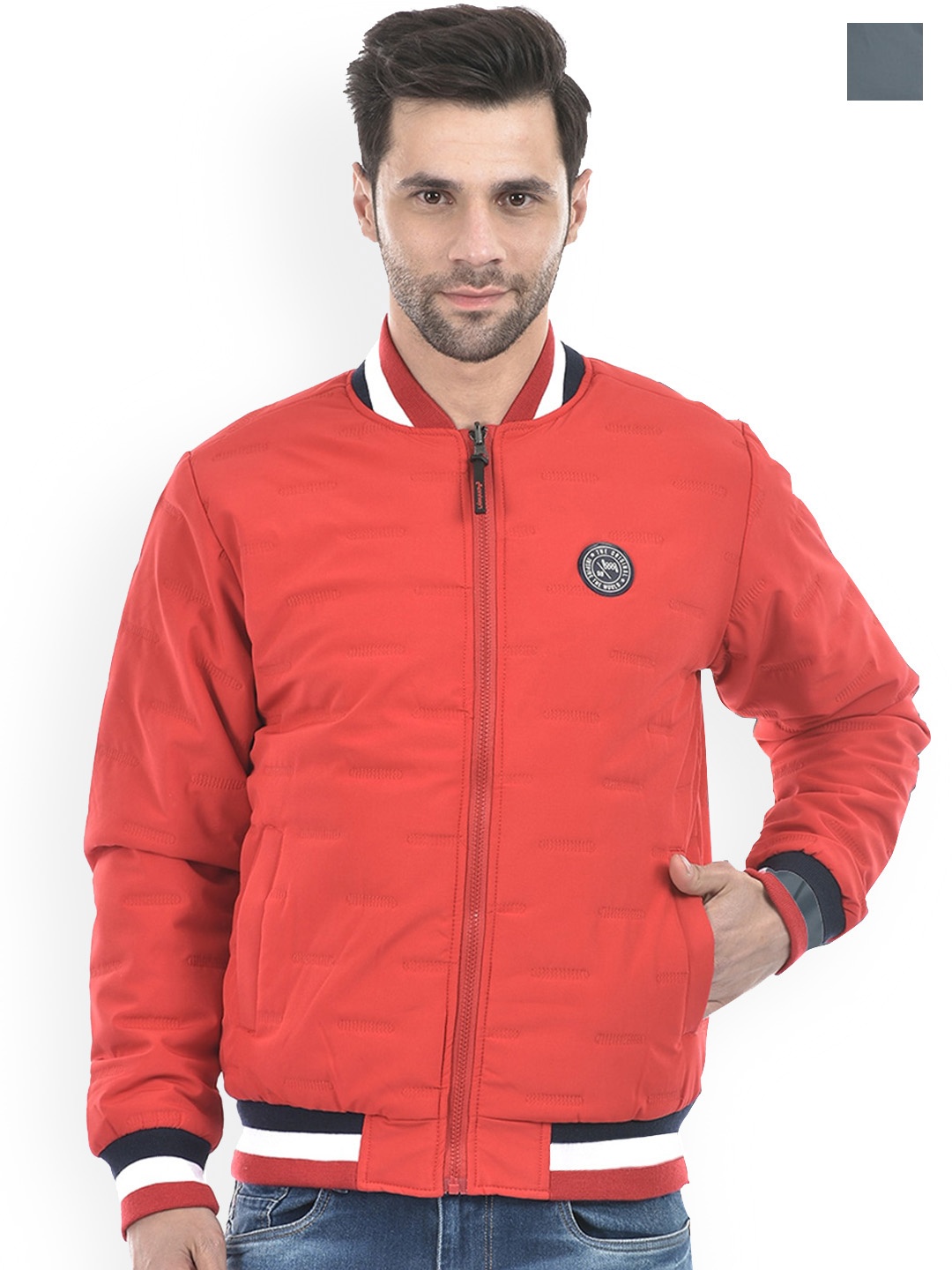 

Lawman pg3 Stand Collar Reversible Bomber Jacket, Red