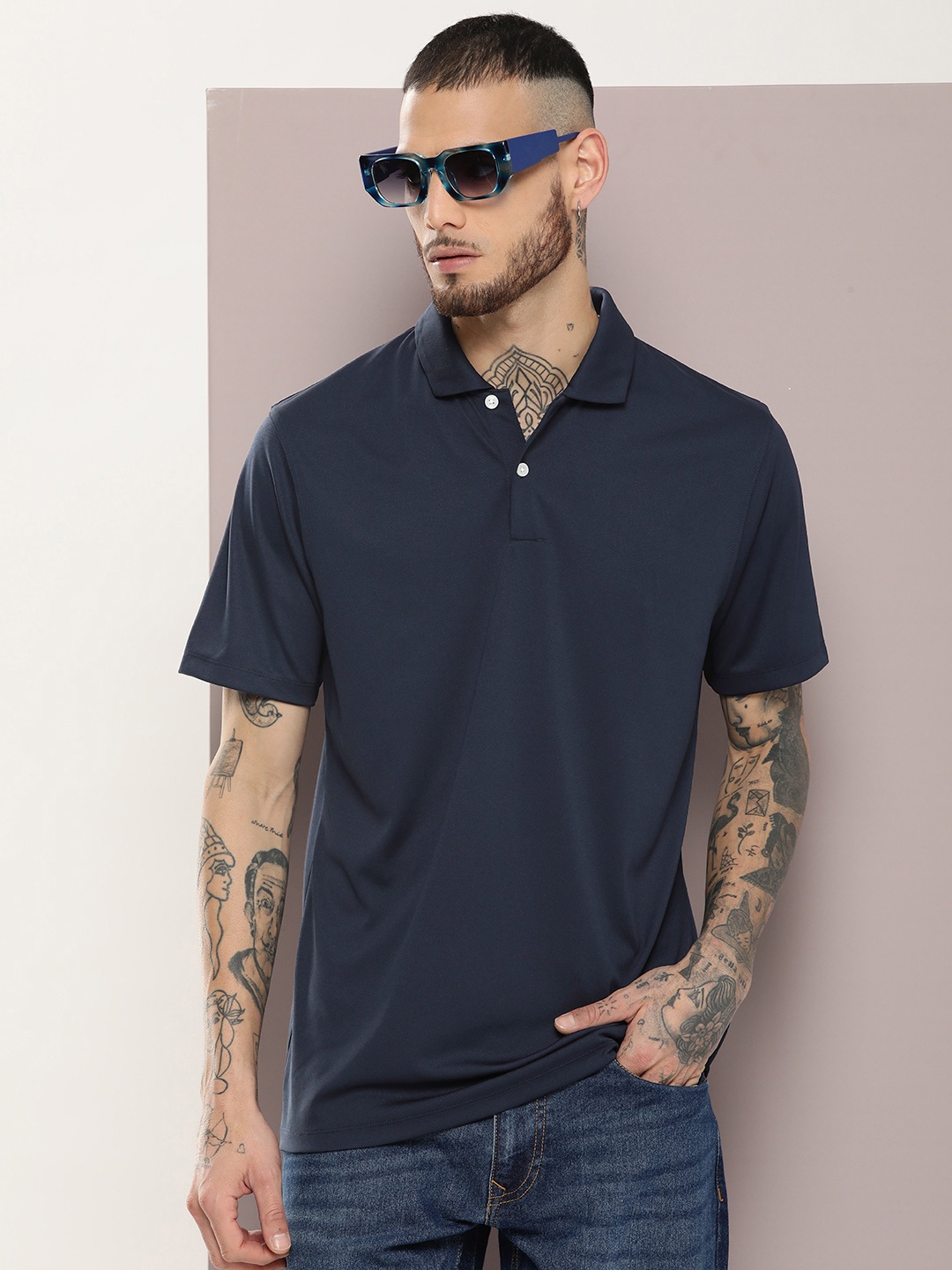 

Kook N Keech Men Polo Collar T-shirt, Navy blue