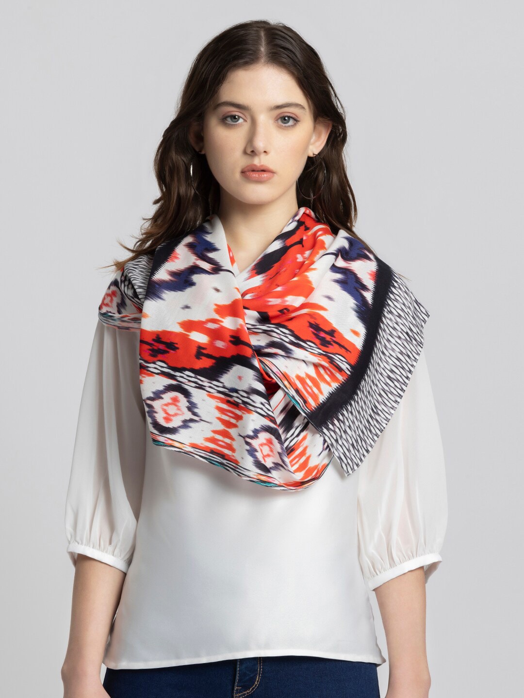 

SHAYE Printed Regular Scarf, Red