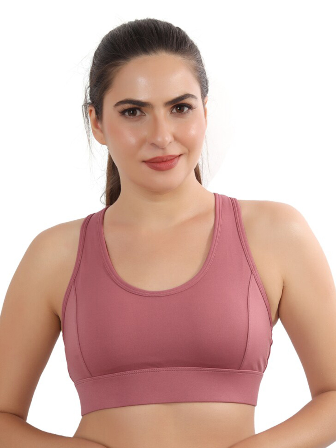 

FABLUK Full Coverage Lightly Padded Workout Bra With All Day Comfort, Pink