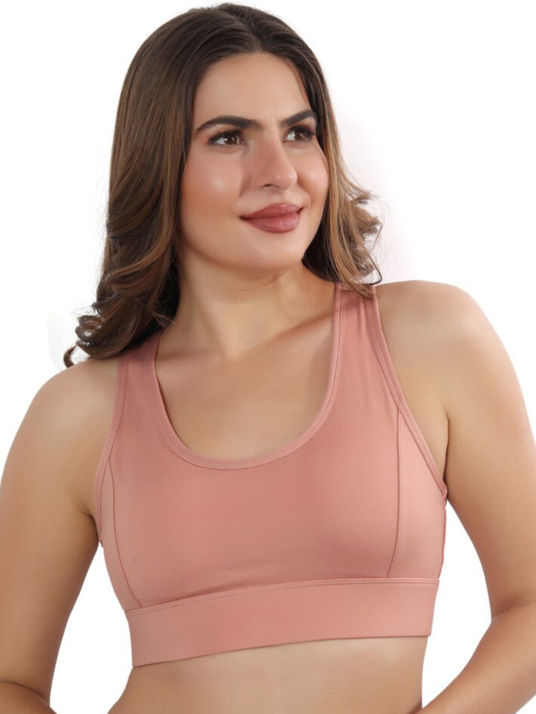 

FABLUK Mesh Racerback Full Coverage Rapid-Dry Lightly Padded Bra All Day Comfort, Orange