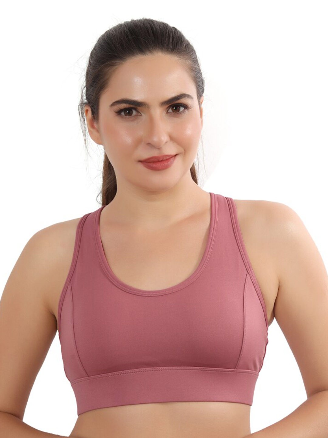 

FABLUK Mesh Racerback Full Coverage Rapid-Dry Lightly Padded Bra All Day Comfort, Pink