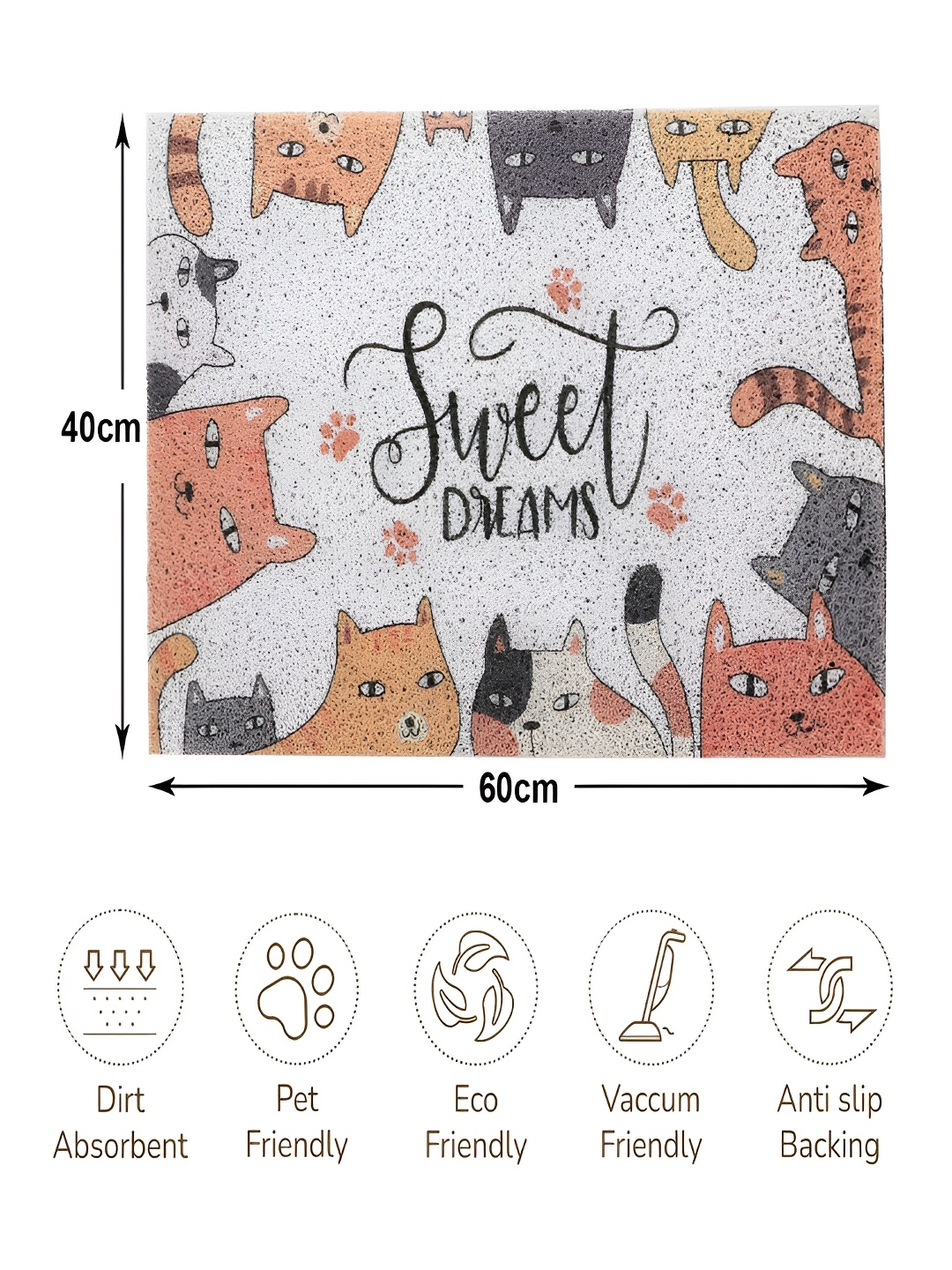 

Kuber Industries Grey & Orange Sweet Dreams Anti Skid Doormat