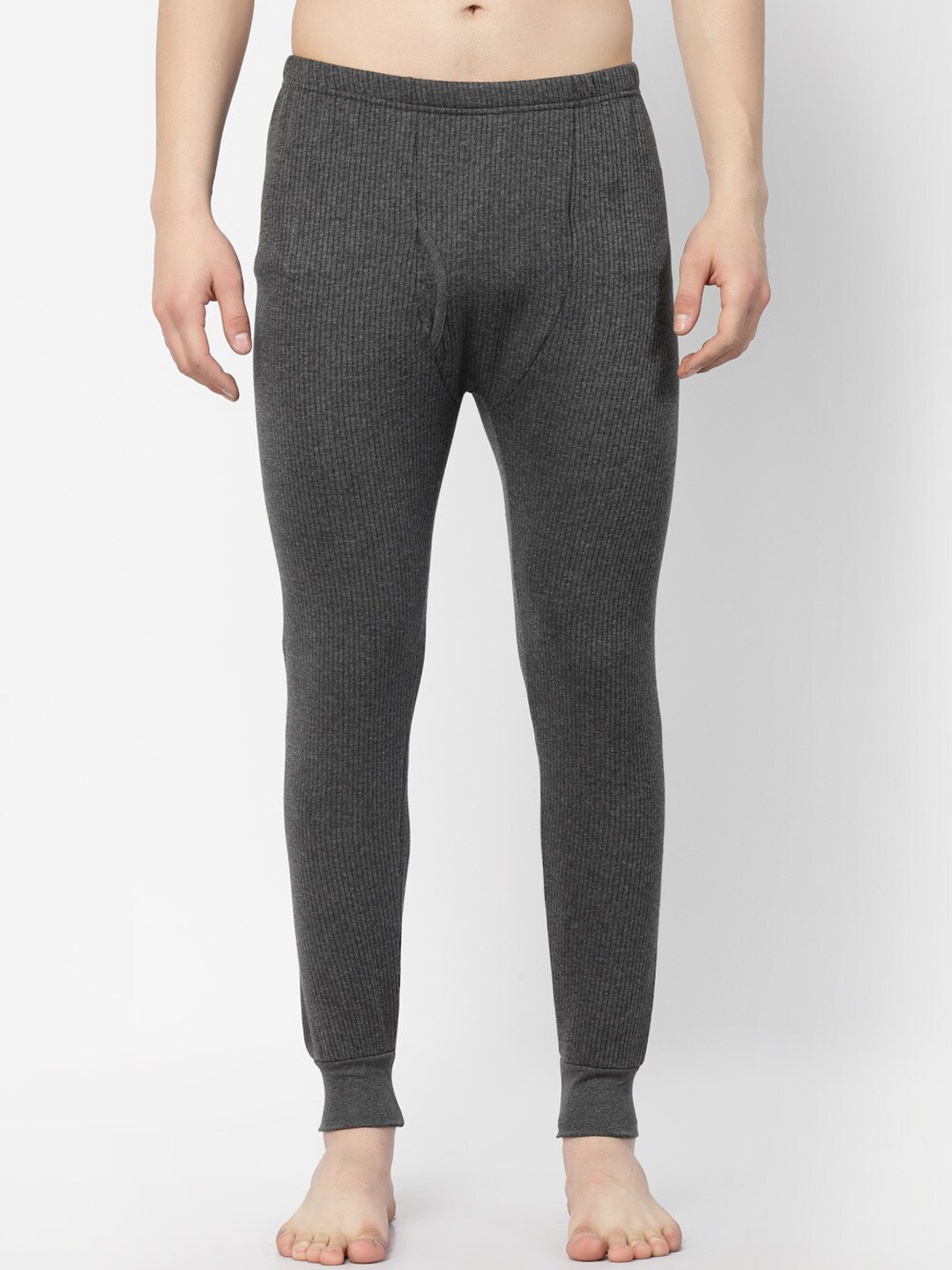 

Kalt Men Striped Thermal Bottoms, Charcoal