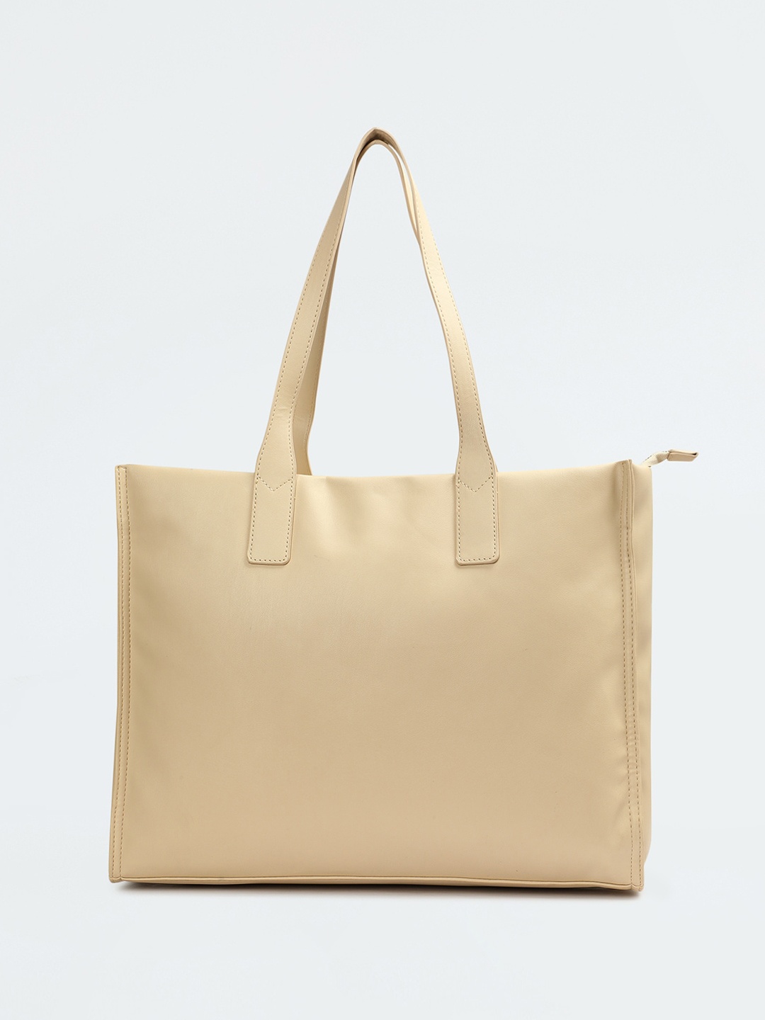 

max PU Oversized Structured Shoulder Bag, Cream