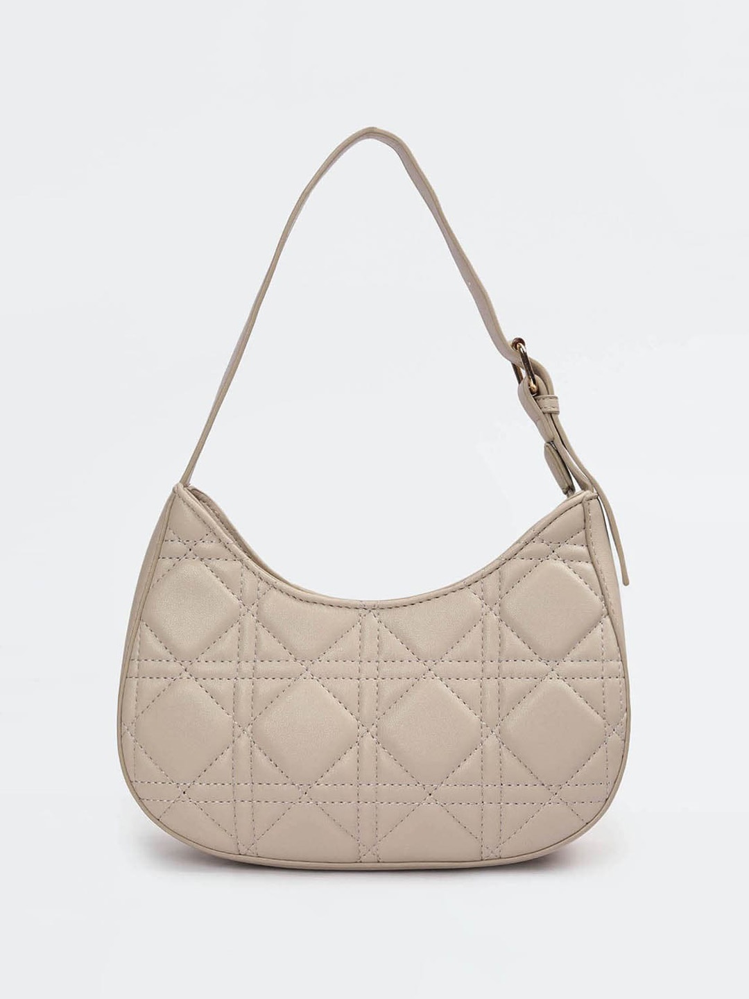 

max Geometric PU Structured Hobo Bag, Grey