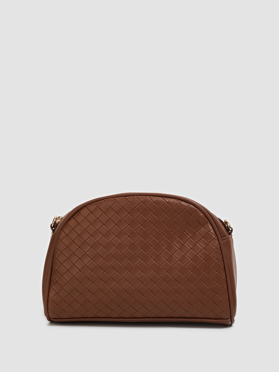 

max Textured PU Structured Sling Bag with Quilted, Brown