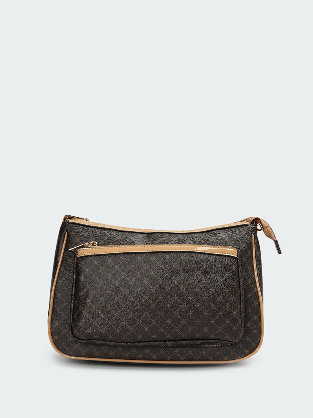 

max Floral Printed PU Structured Sling Bag, Brown