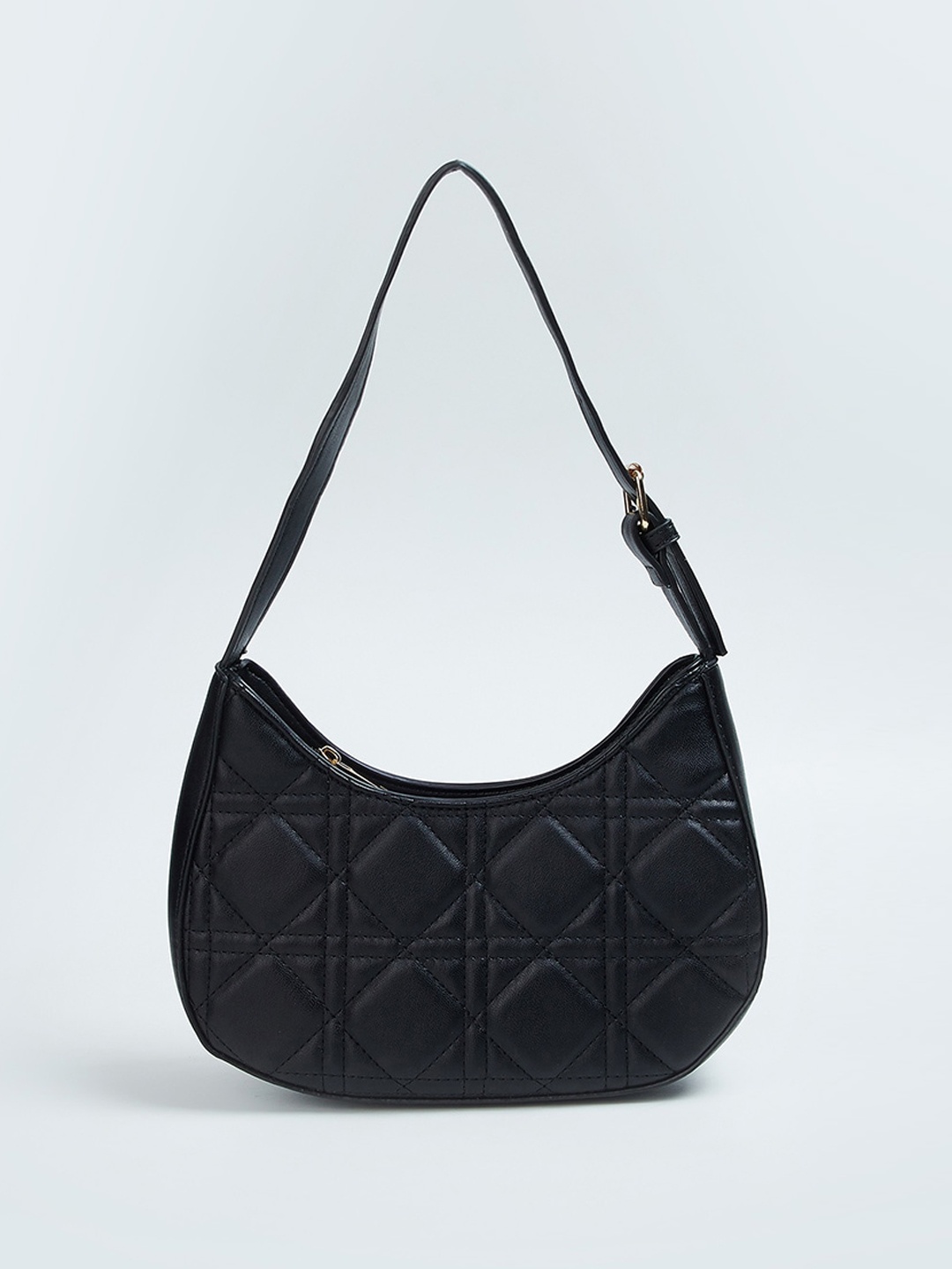 

max Textured Half Moon Hobo Bag, Black