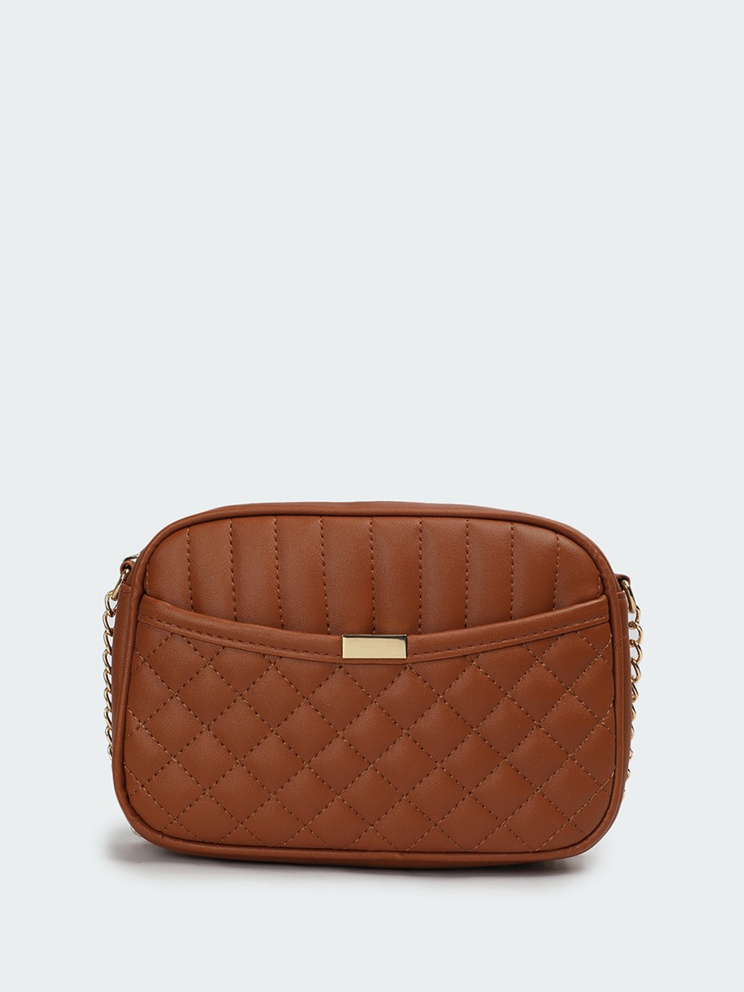

max Structured Sling Bag with Quilted, Brown