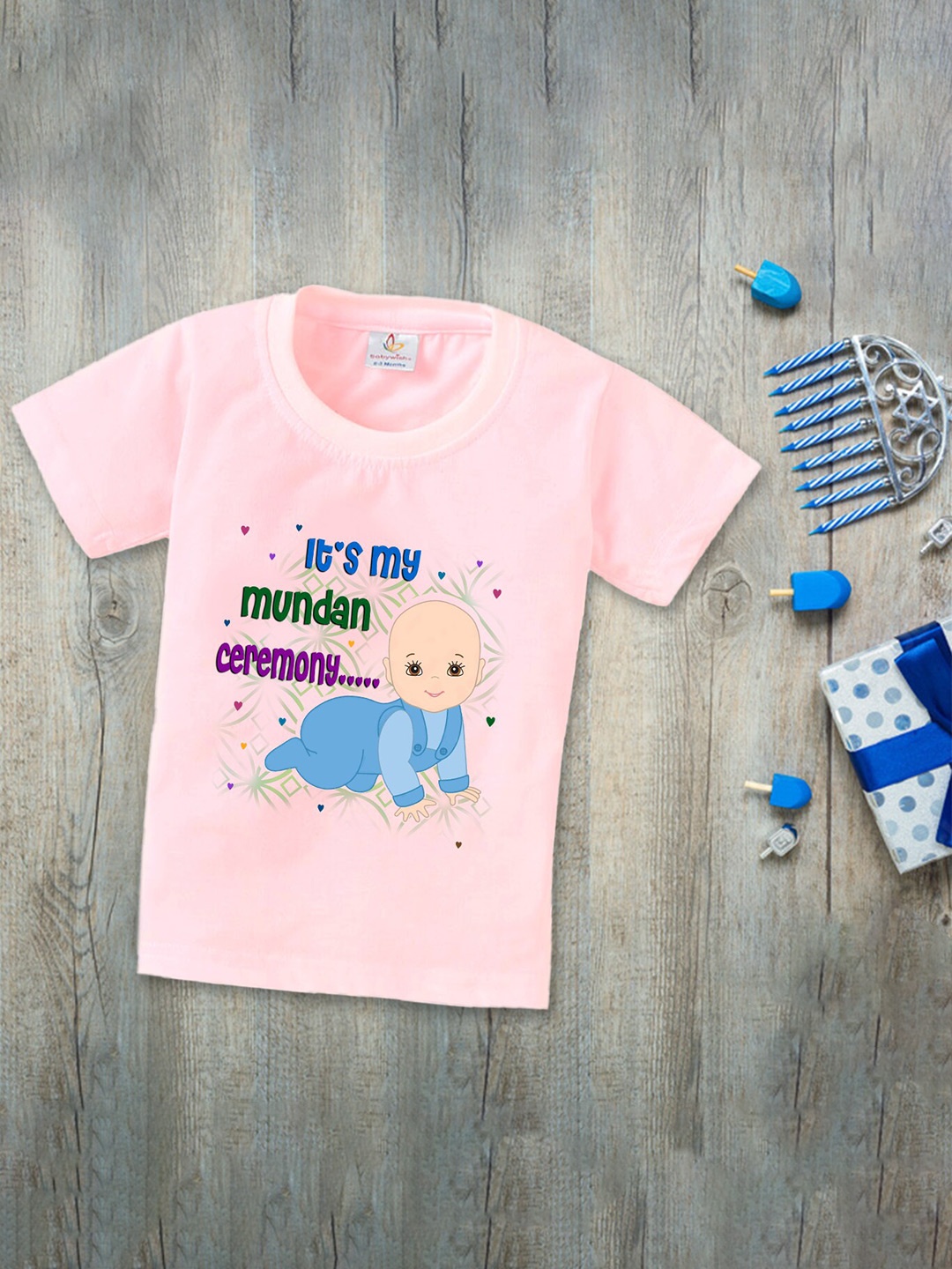

Babywish Kids Typography Printed Applique T-shirt, Pink