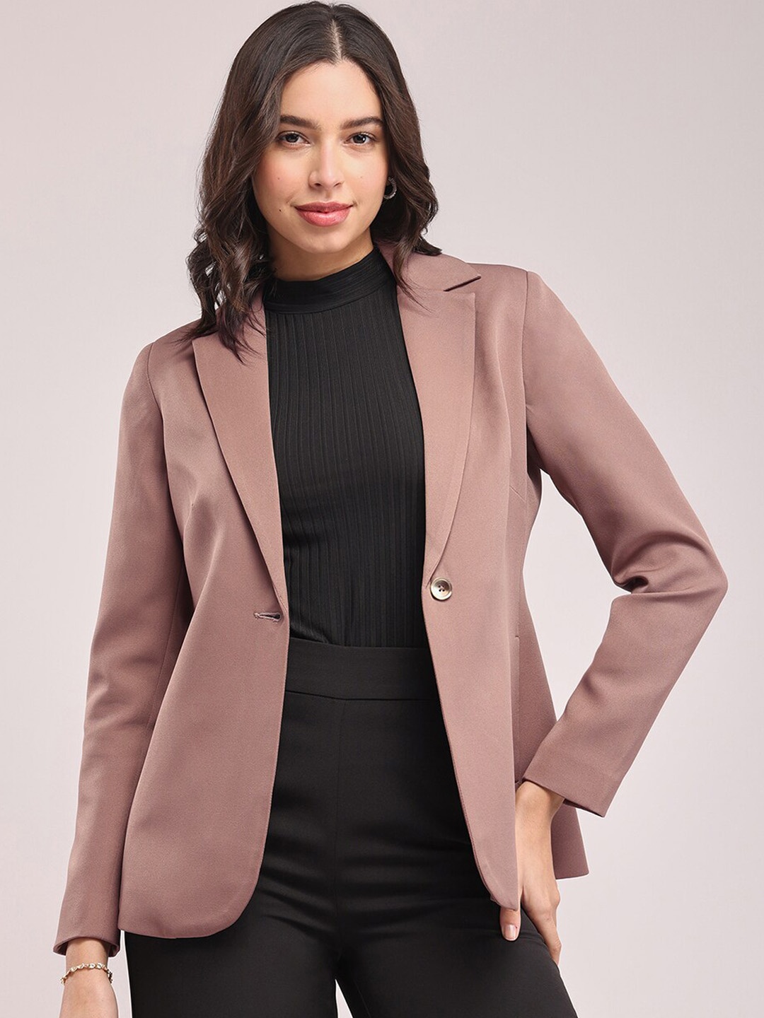 

FableStreet Tailored-Fit Single Breasted Blazer, Brown