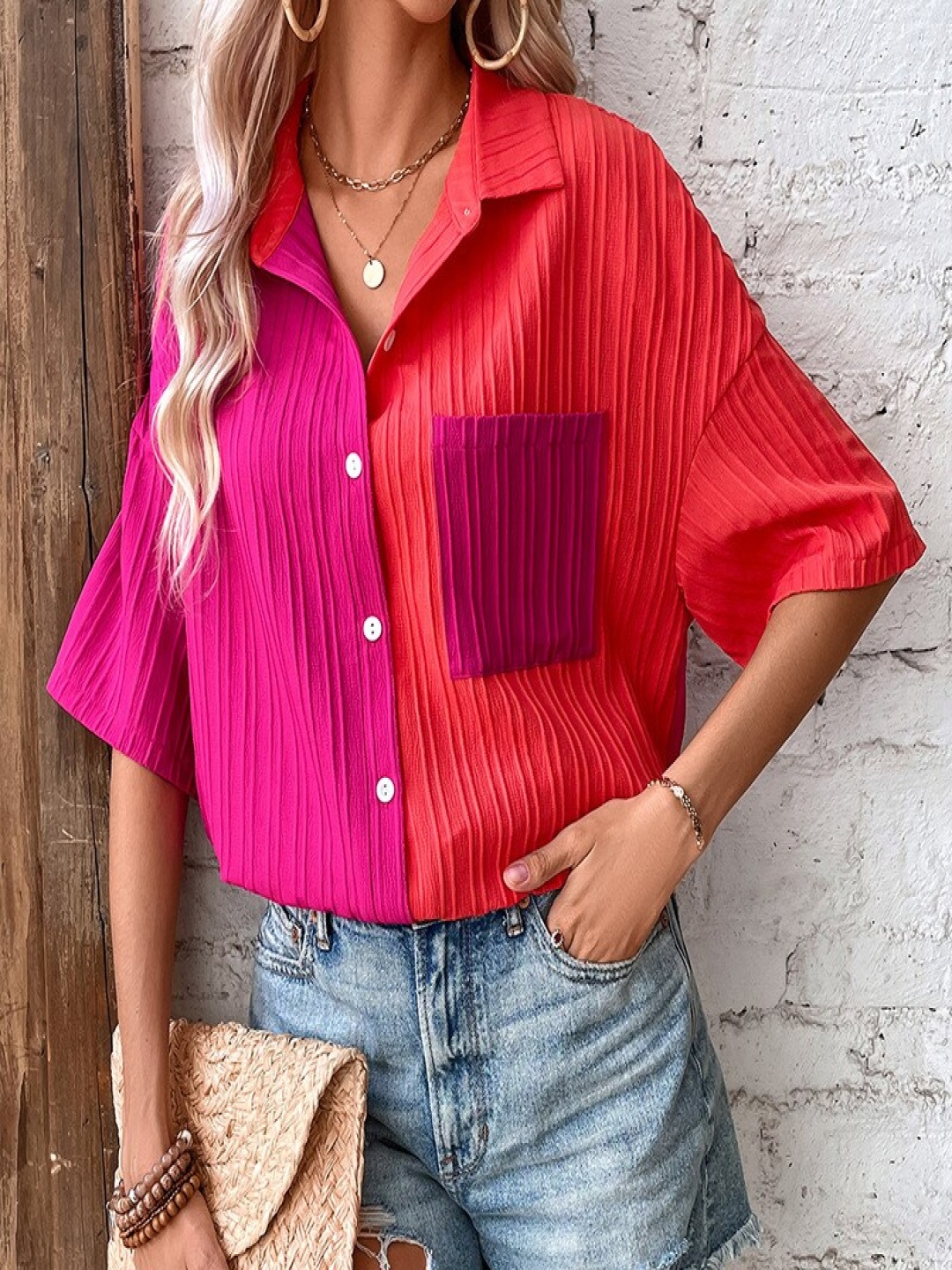 

StyleCast Women Opaque Striped Casual Shirt, Pink