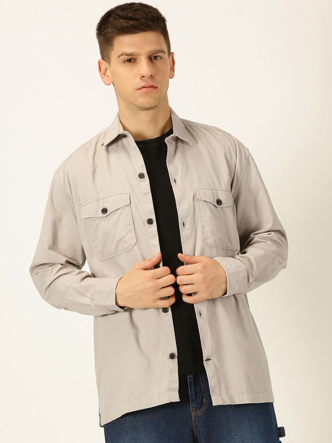 

Mast & Harbour Men Relaxed Opaque Casual Shirt, Grey