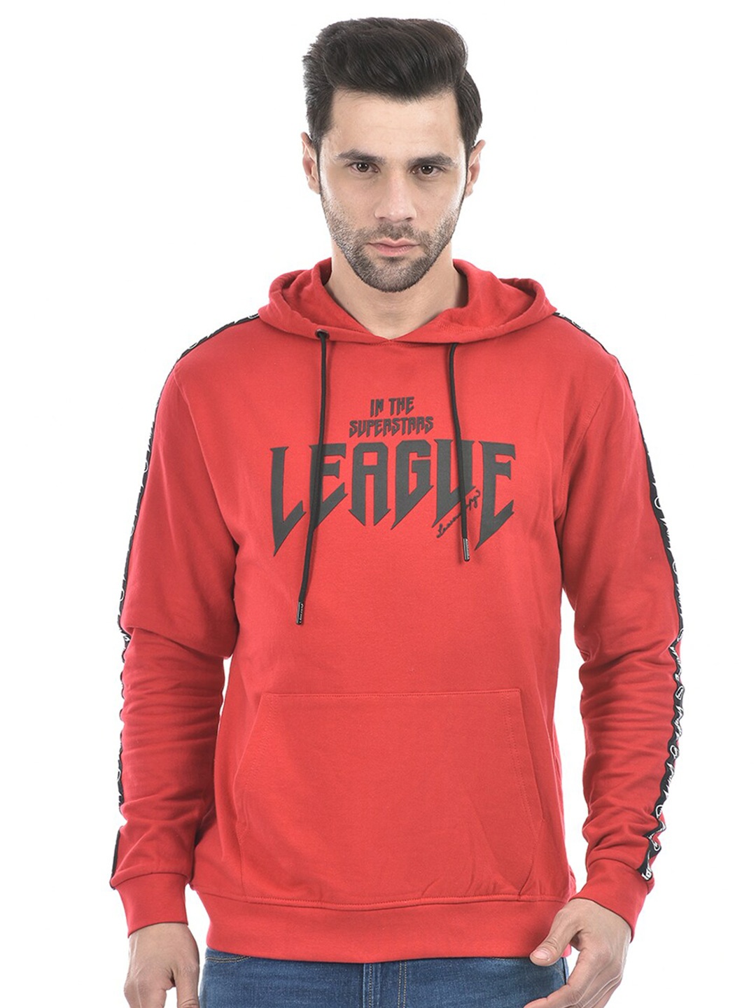 

Lawman pg3 Men Printed Hooded Sweatshirt, Red
