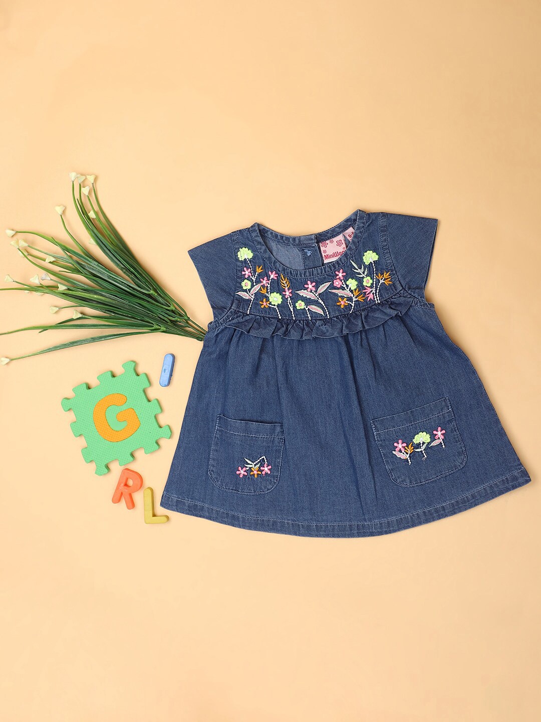 

V-Mart Floral A-Line Dress, Blue