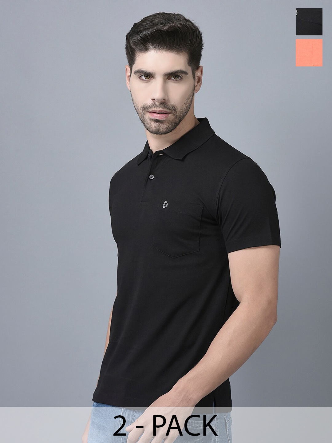 

Dollar Men 2 Polo Collar Applique T-shirt, Multi