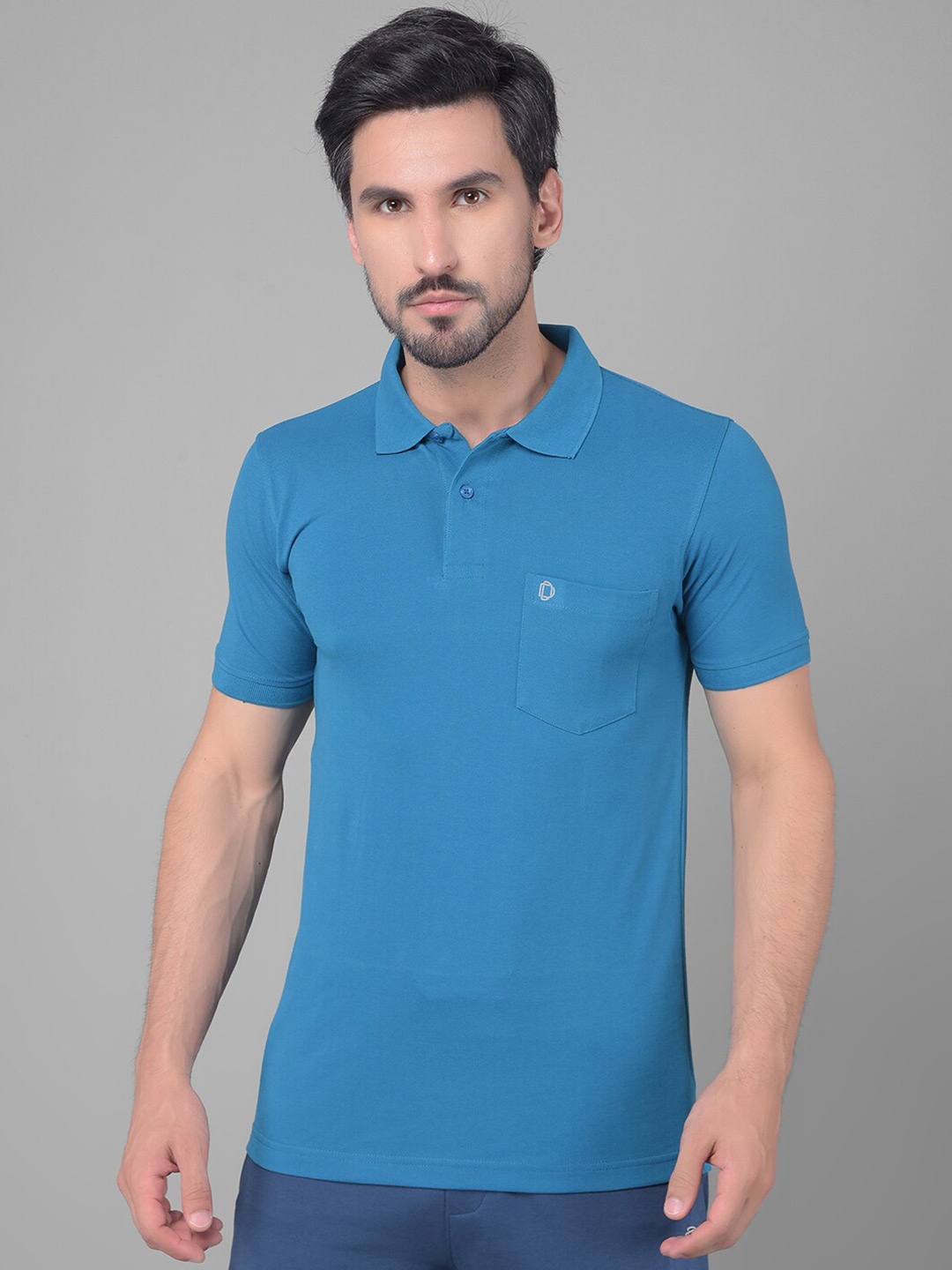 

Dollar Cotton Polo Collar Pockets T-shirt, Blue